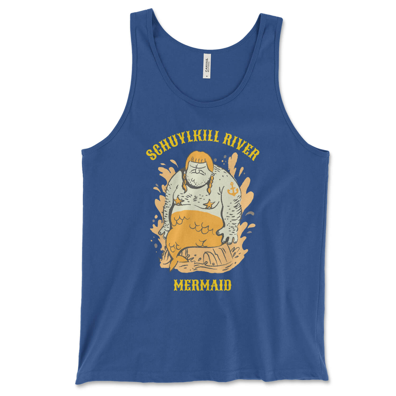 Schuylkill River Mermaid funny Philadelphia royal blue tank top from Phillygoat