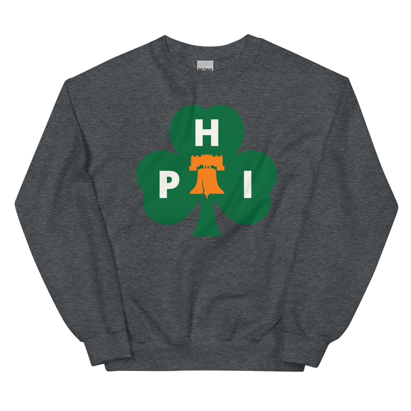 Philadelphia Philly Irish shamrock dark heather grey sweatshirt Phillygoat