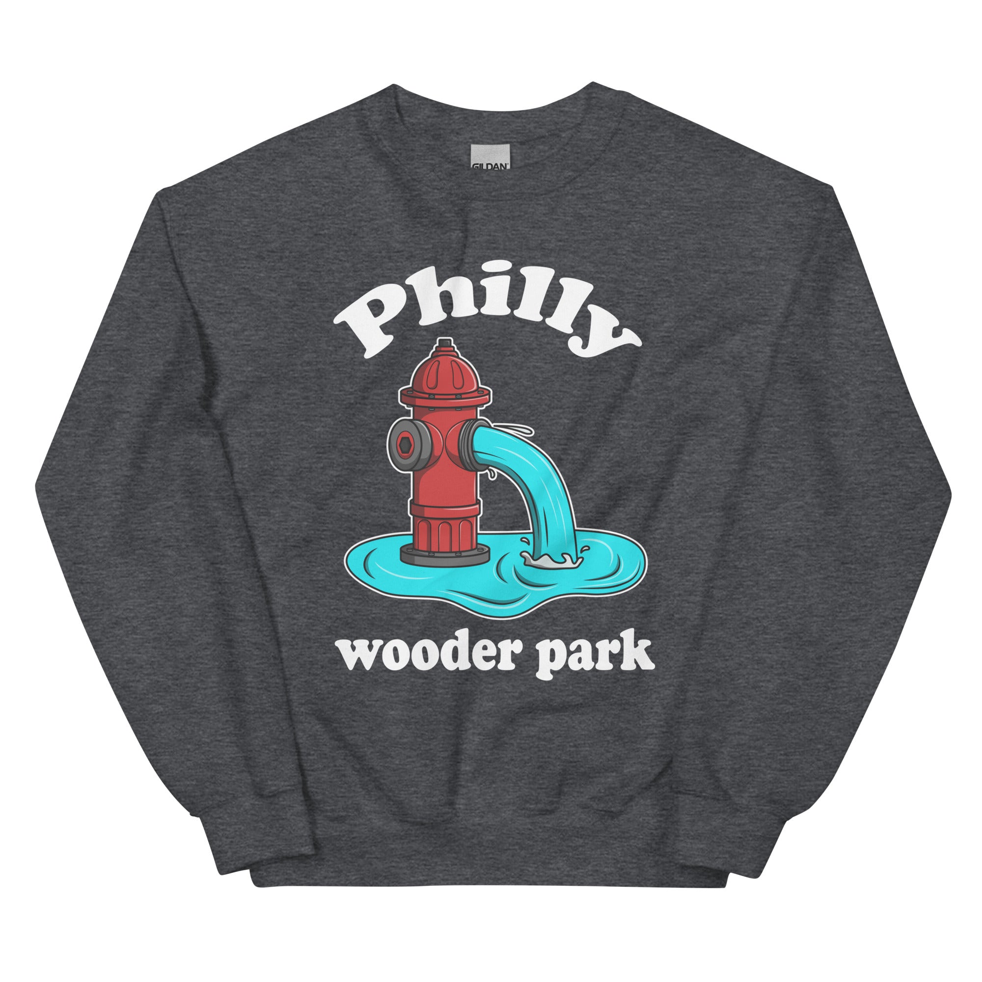 Philadelphia Philly wooder park fire hydrant funny dark heather grey sweatshirt Phillygoat