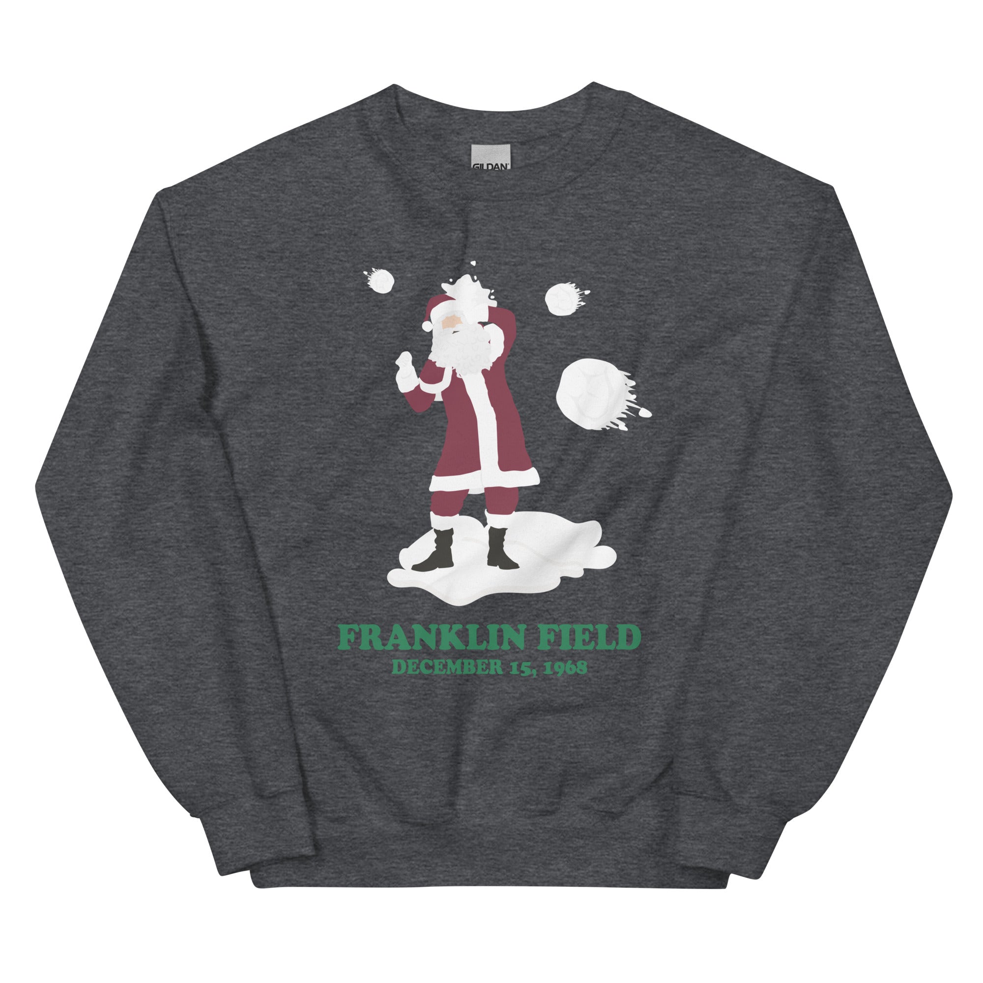 Philadelphia Eagles fans throw snowballs at Santa Claus dark heather grey sweatshirt Phillygoat