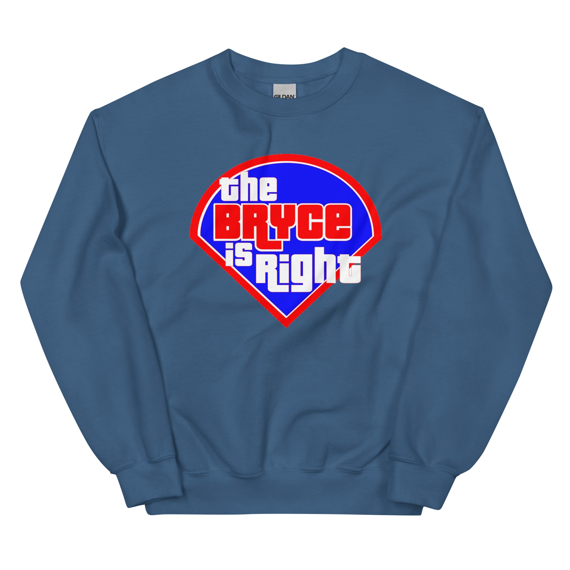 Philadelphia Phillies Bryce Harper Price Is Right indigo blue sweatshirt Phillygoat