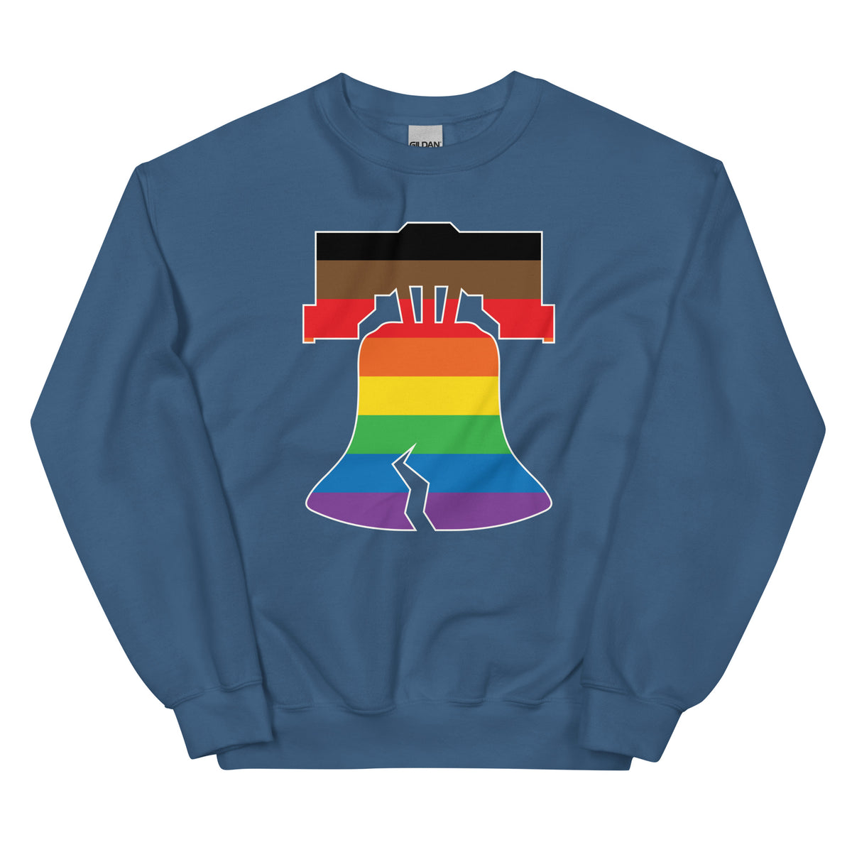 Philly pride Philadelphia LGBTQ+ rainbow liberty bell indigo blue hoodie Phillygoat