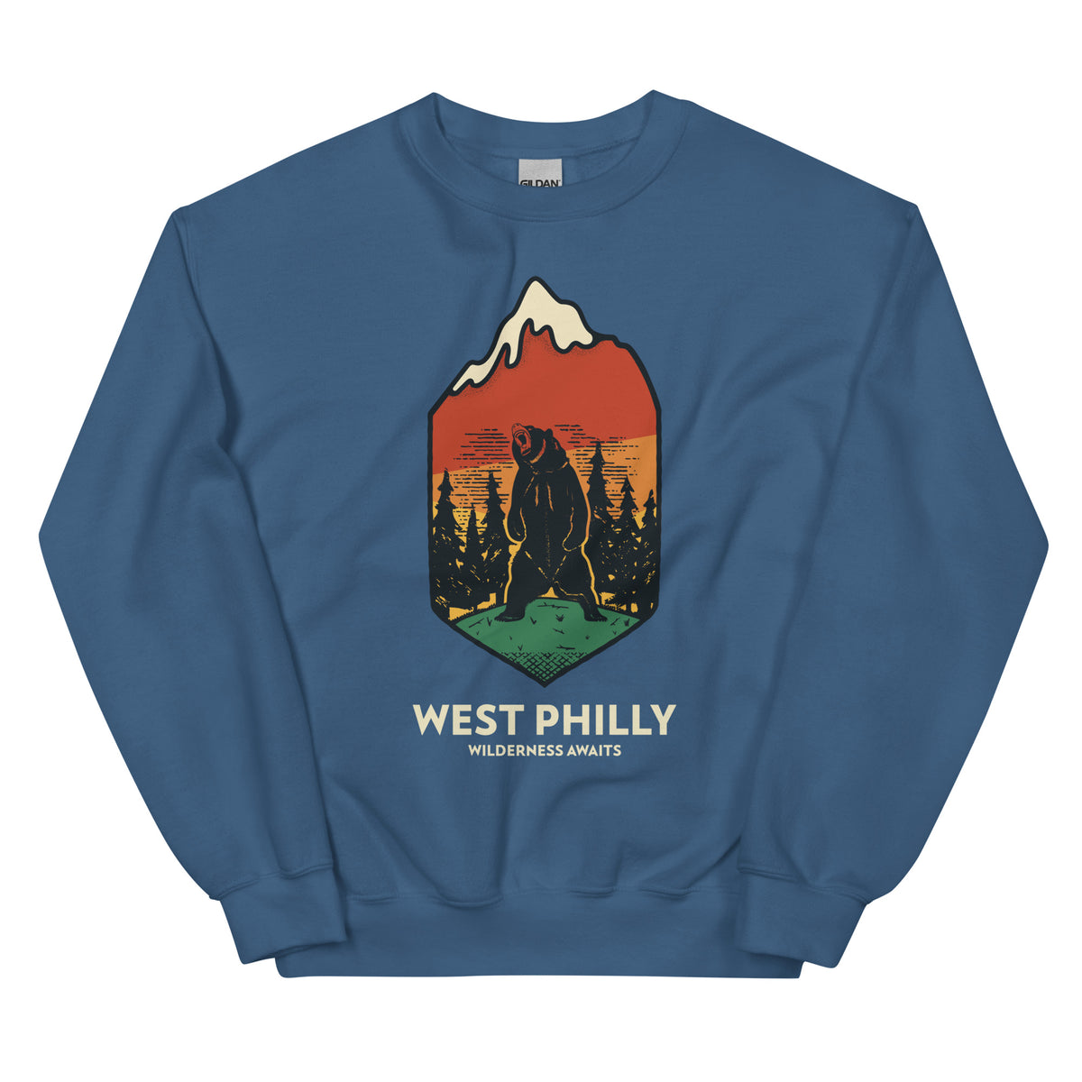 West Philly Wilderness Philadelphia outdoors indigo blue sweatshirt Phillygoat