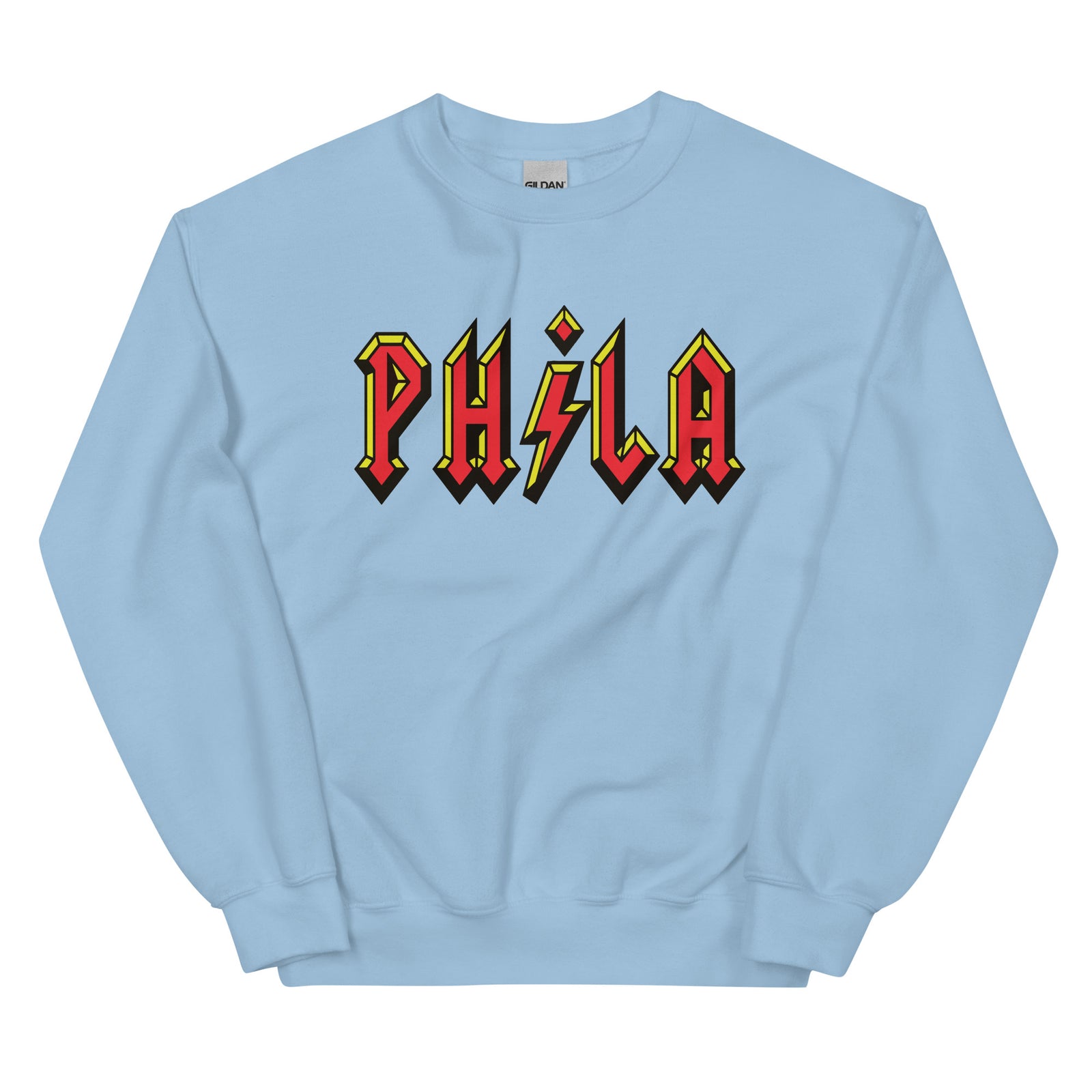 Philadelphia ACDC Phila high voltage light blue sweatshirt Phillygoat