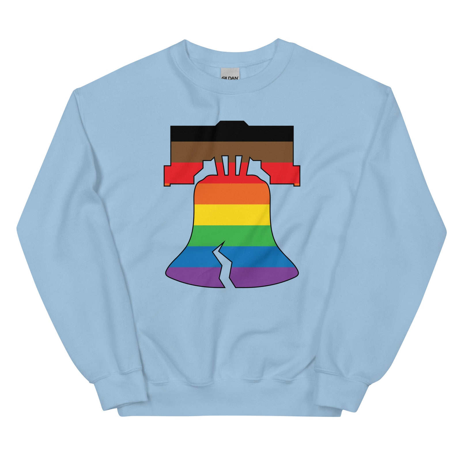Philly pride Philadelphia LGBTQ+ rainbow liberty bell light blue hoodie Phillygoat