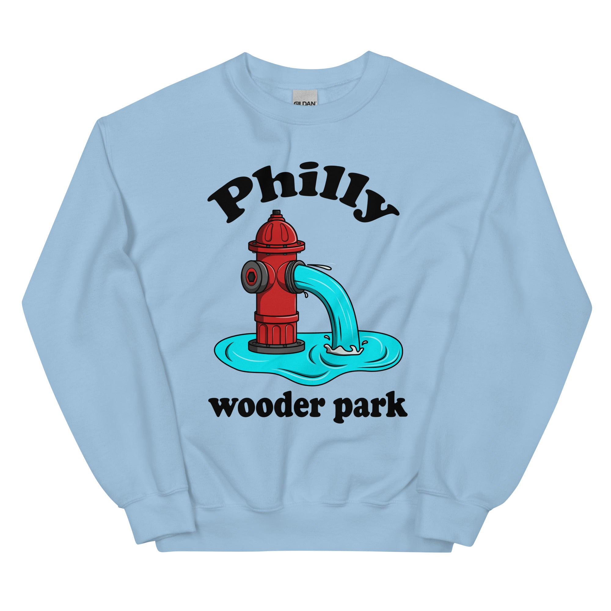 Philadelphia Philly wooder park fire hydrant funny light blue sweatshirt Phillygoat