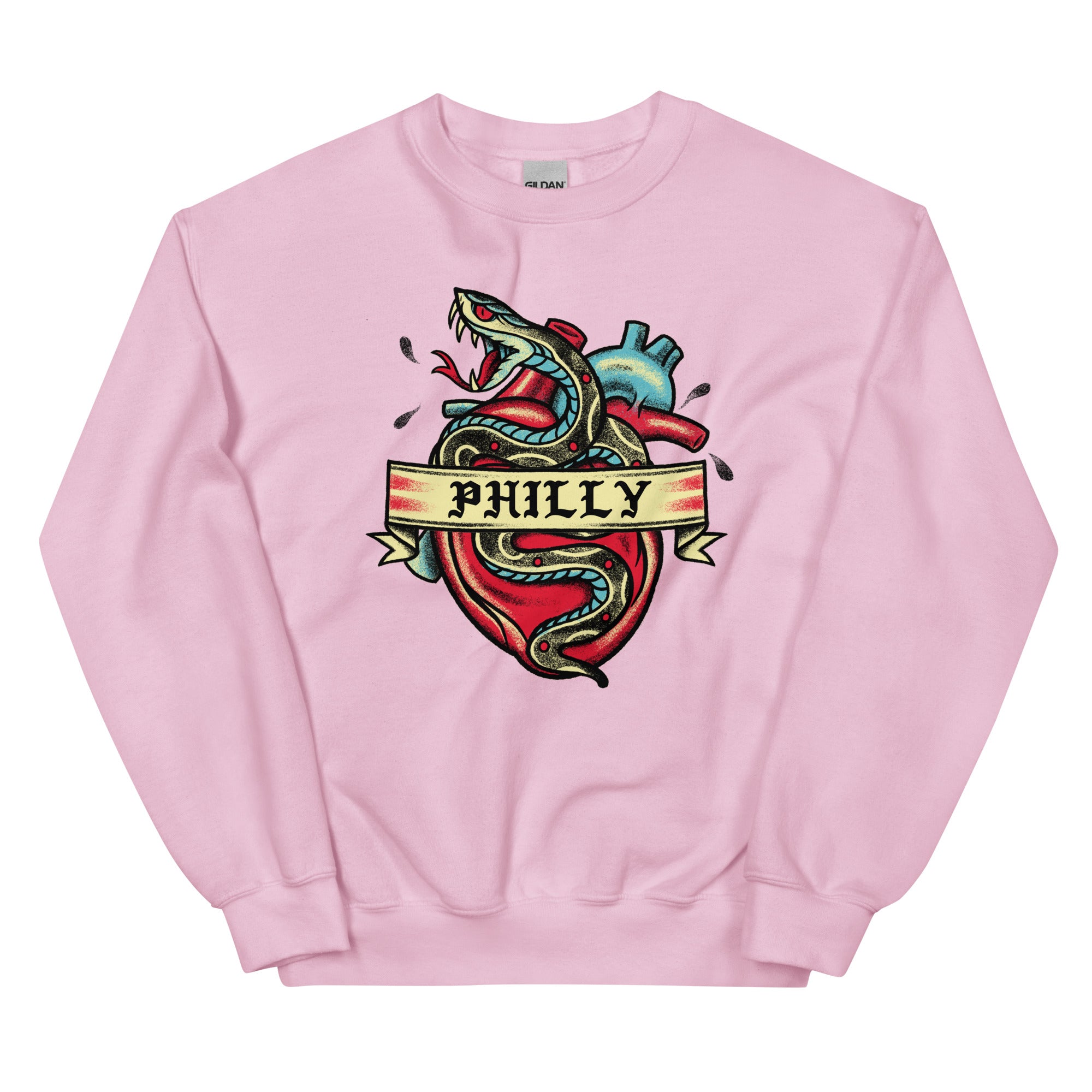 Philly Snake tattoo pink sweatshirt Phillygoat