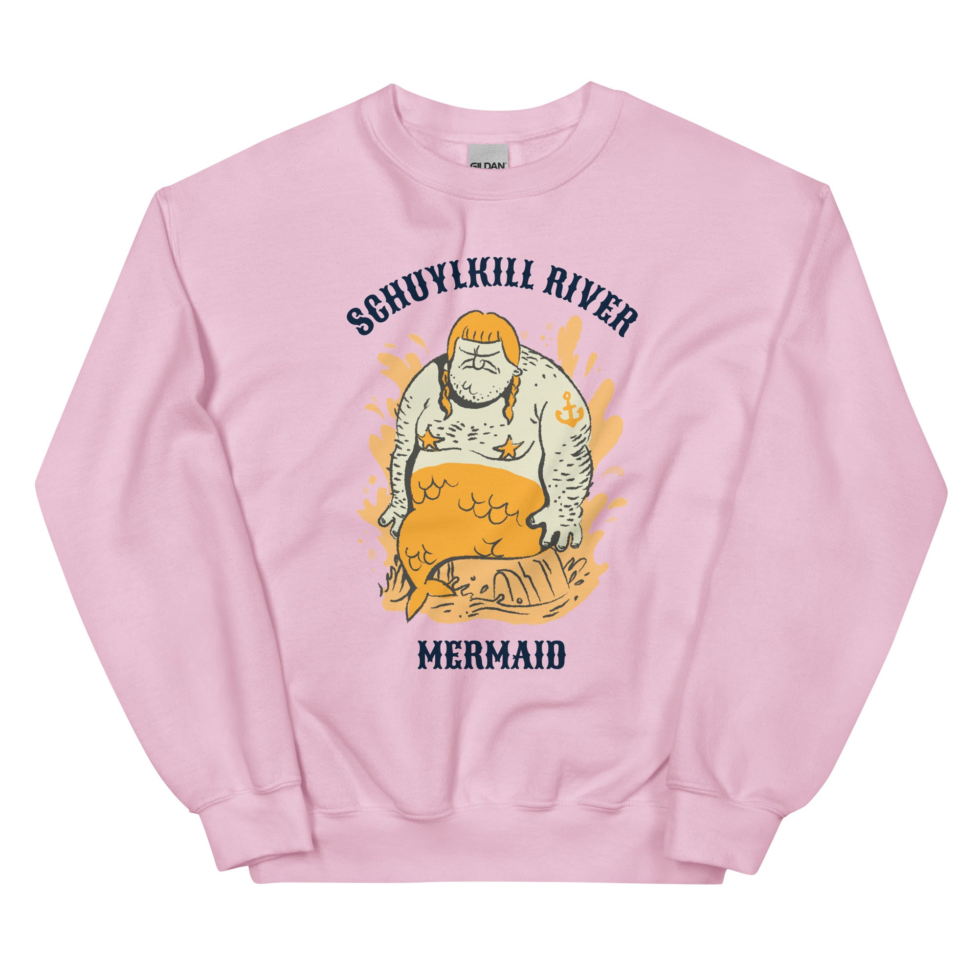 Funny Philadelphia Schuylkill River Mermaid pink sweatshirt from Phillygoat