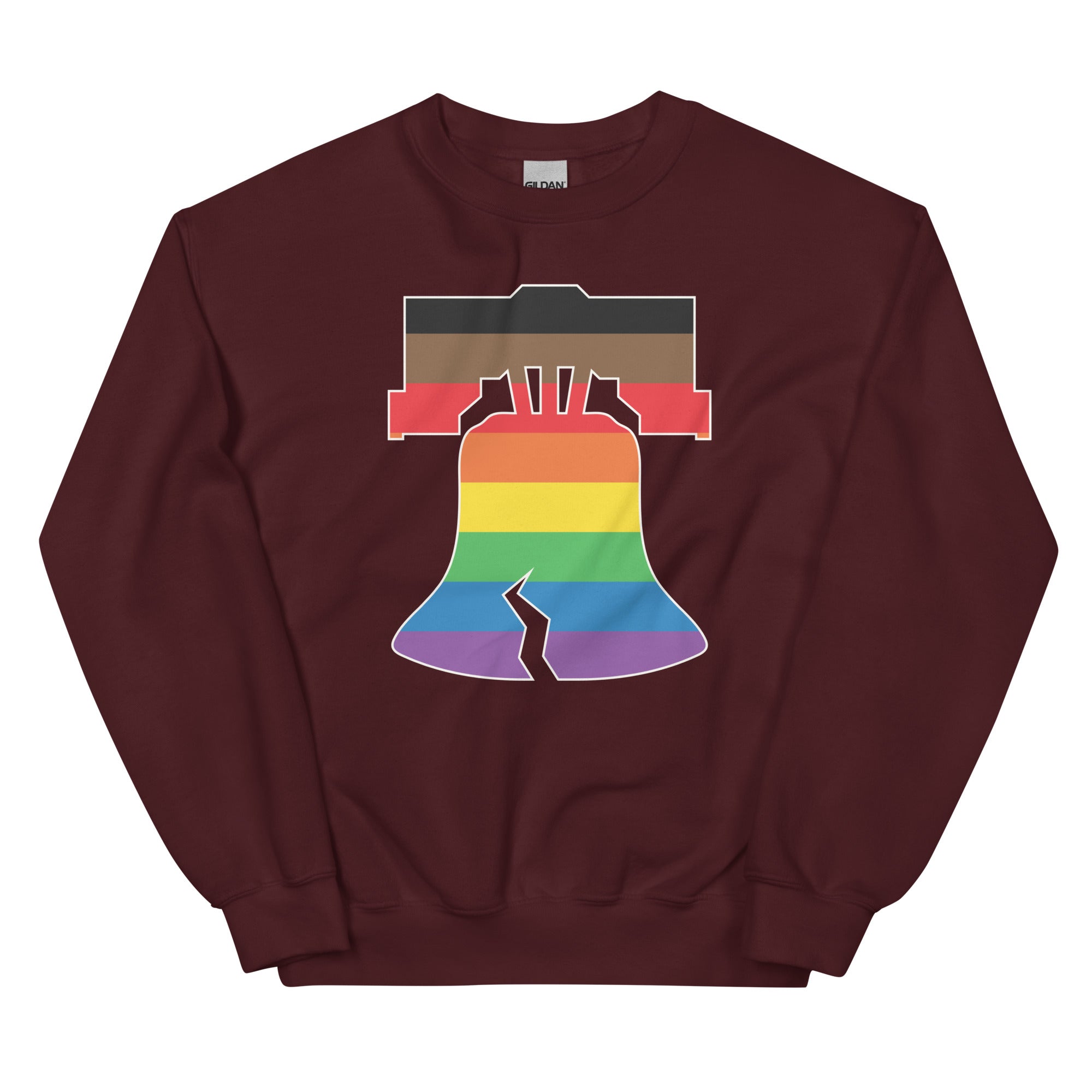Philly pride Philadelphia LGBTQ+ rainbow liberty bell maroon hoodie Phillygoat