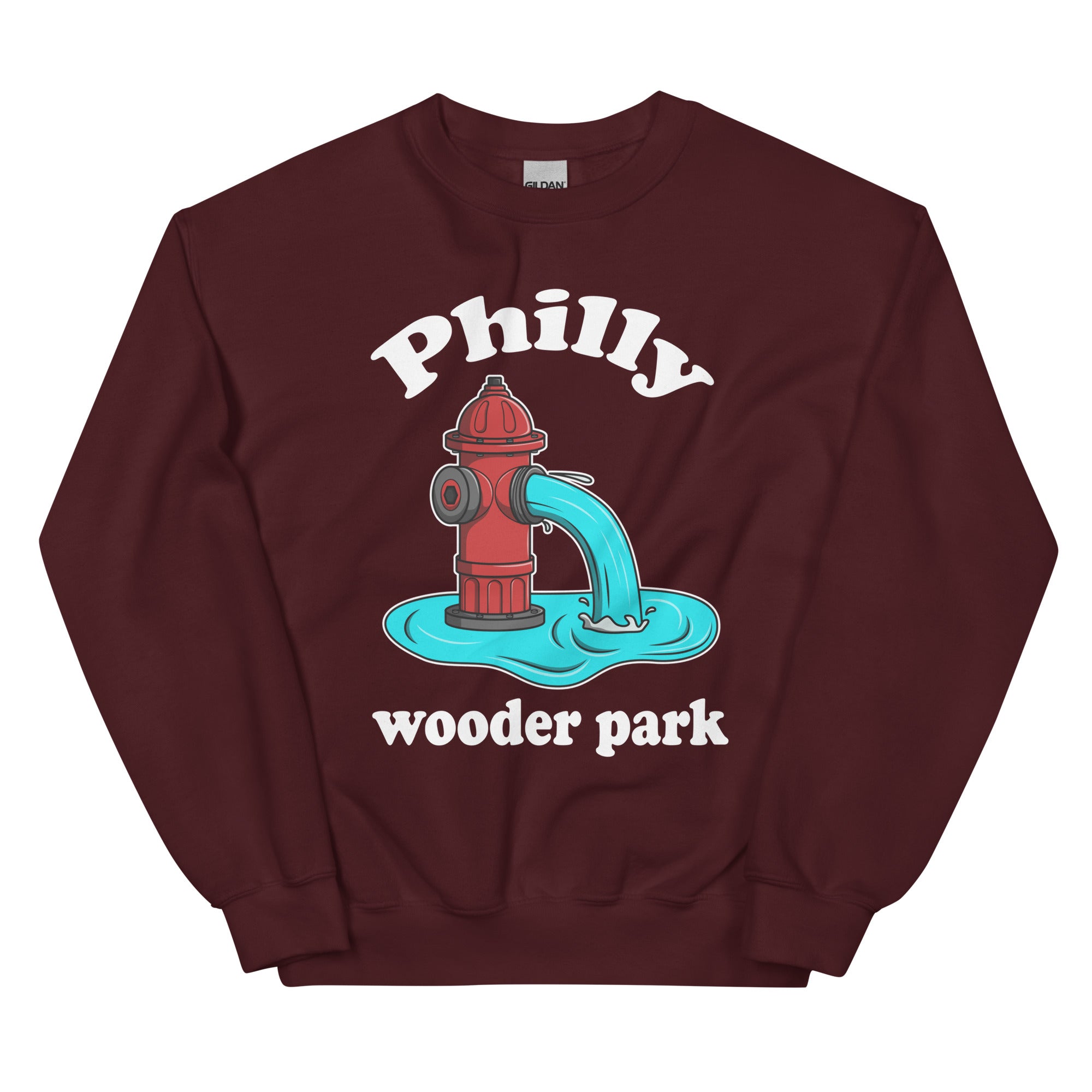 Philadelphia Philly wooder park fire hydrant funny maroon sweatshirt Phillygoat