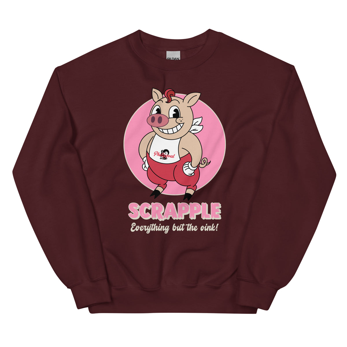 Philadelphia Philly scrapple pig maroon sweatshirt Phillygoat