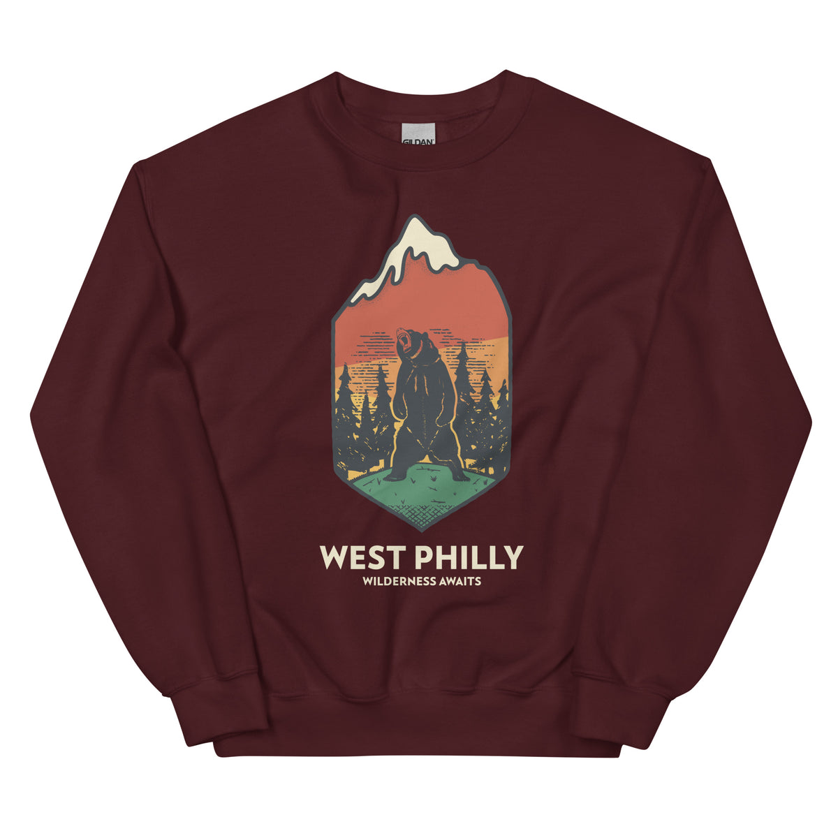 West Philly Wilderness Philadelphia outdoors maroon sweatshirt Phillygoat
