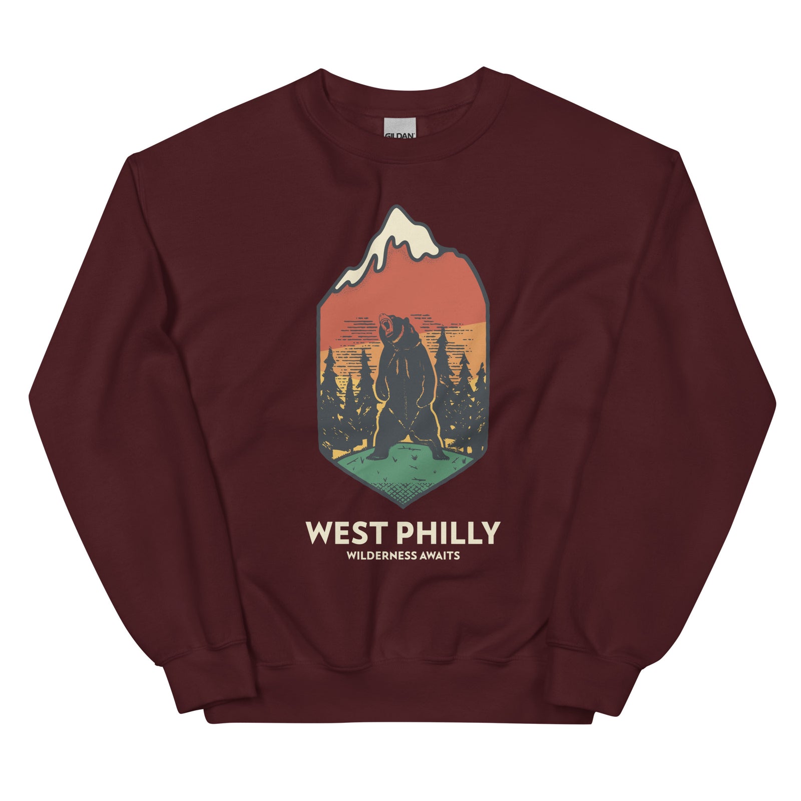 West Philly Wilderness Philadelphia outdoors maroon sweatshirt Phillygoat
