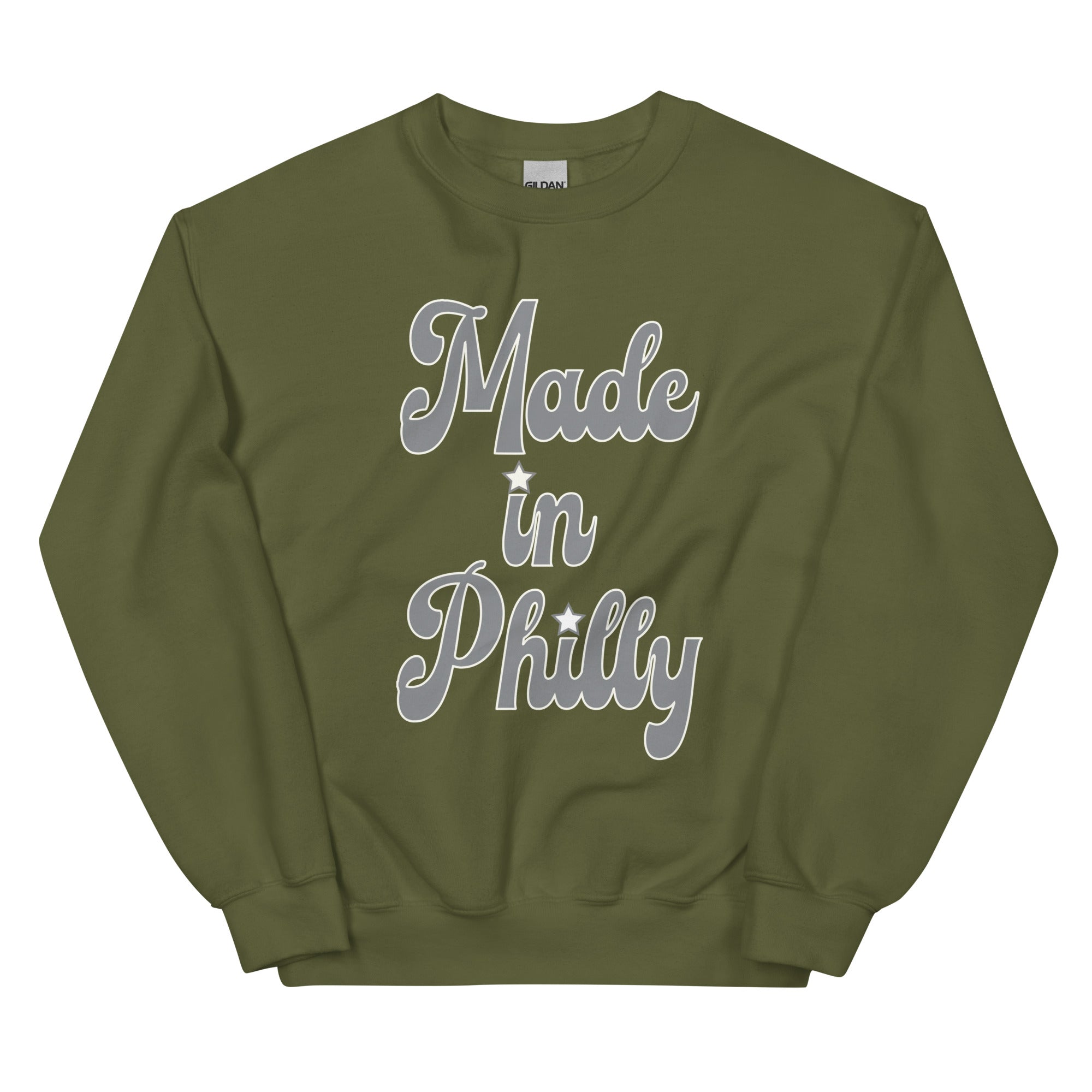 Made in Philly Philadelphia army green sweatshirt Phillygoat