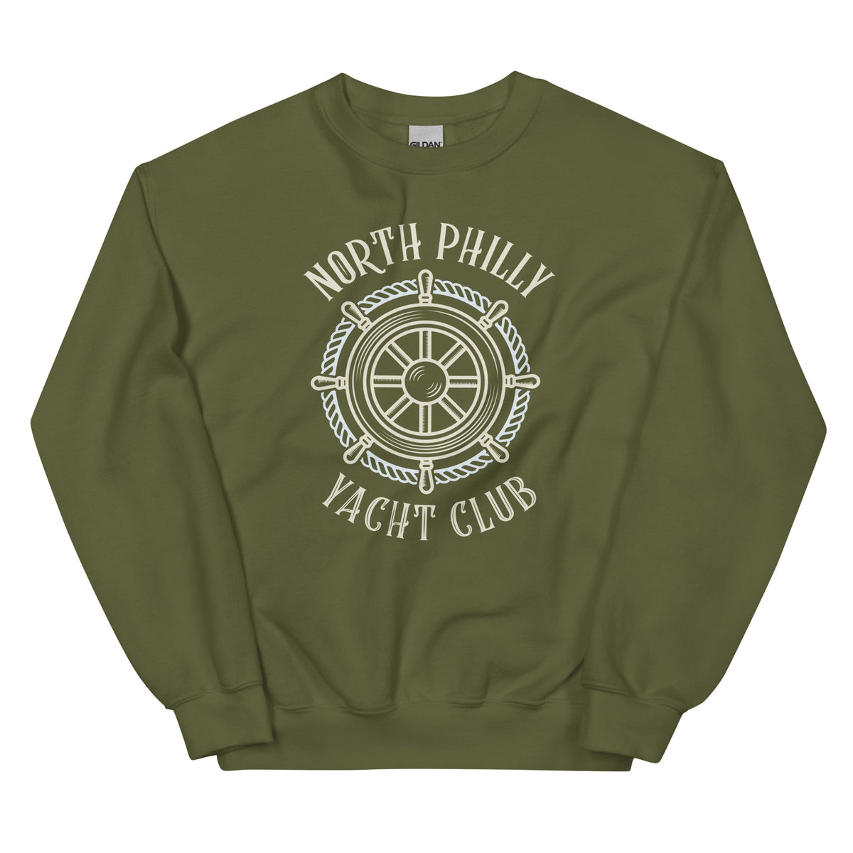 North Philly Philadelphia yacht club army green sweatshirt Phillygoat