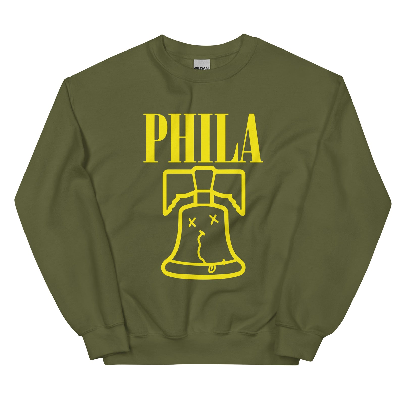 Philadelphia Nirvana army green sweatshirt Phillygoat