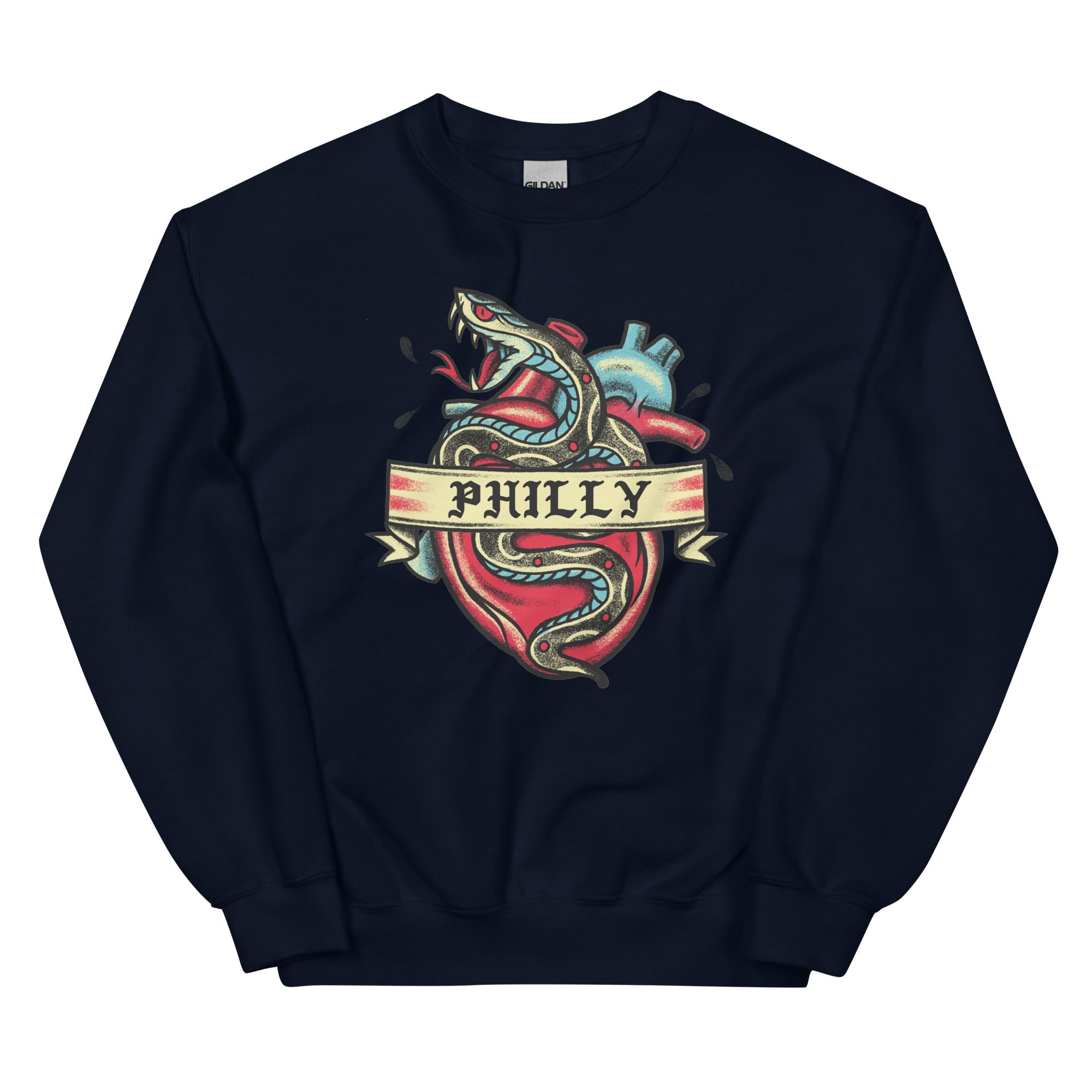 Philly Snake tattoo navy blue sweatshirt Phillygoat