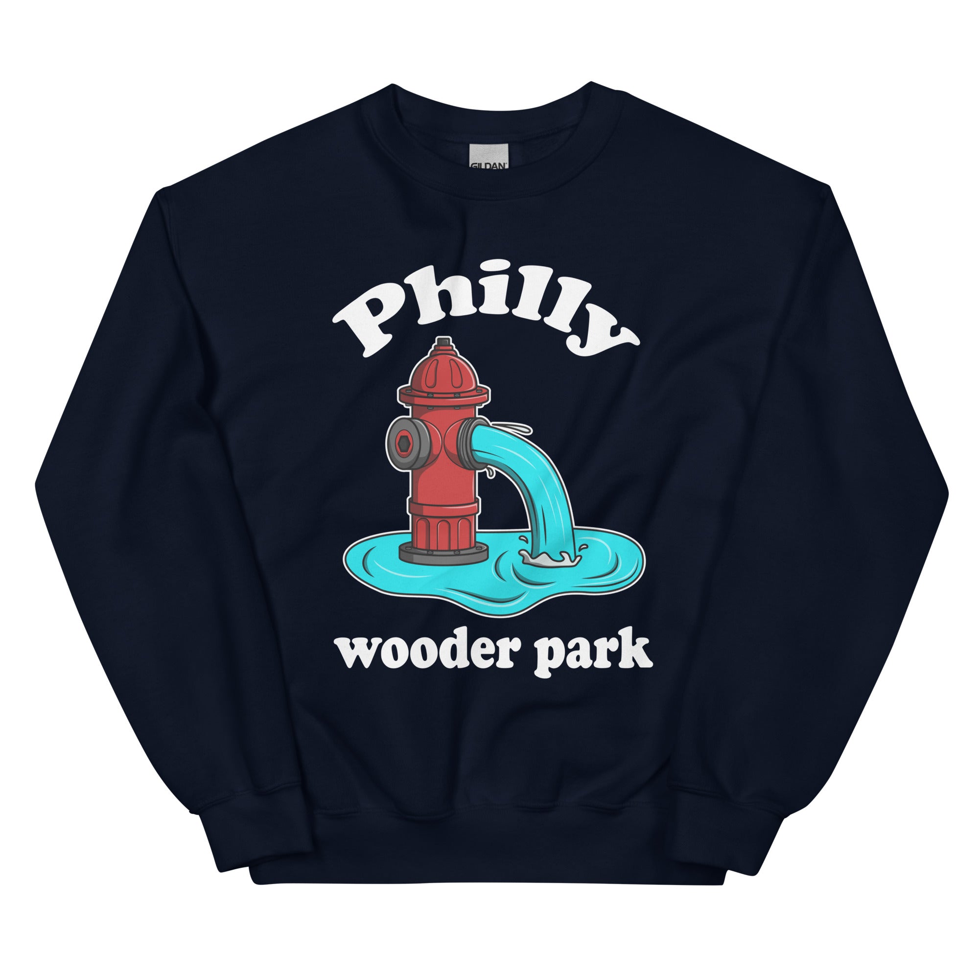 Philadelphia Philly wooder park fire hydrant funny navy blue sweatshirt Phillygoat