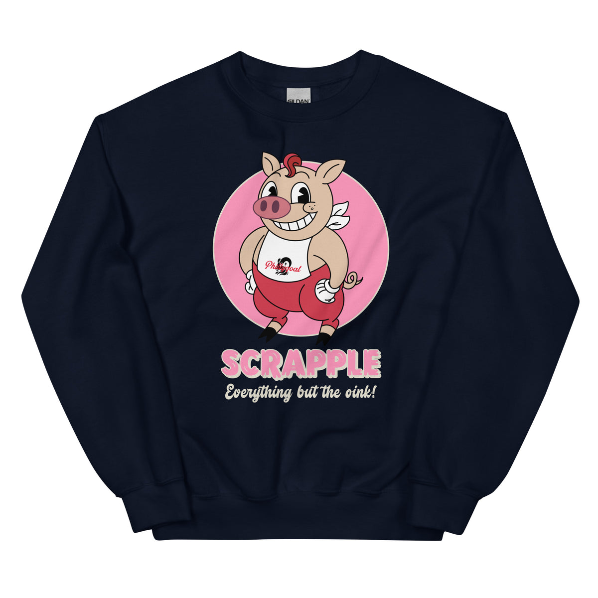 Philadelphia Philly scrapple pig navy blue sweatshirt Phillygoat