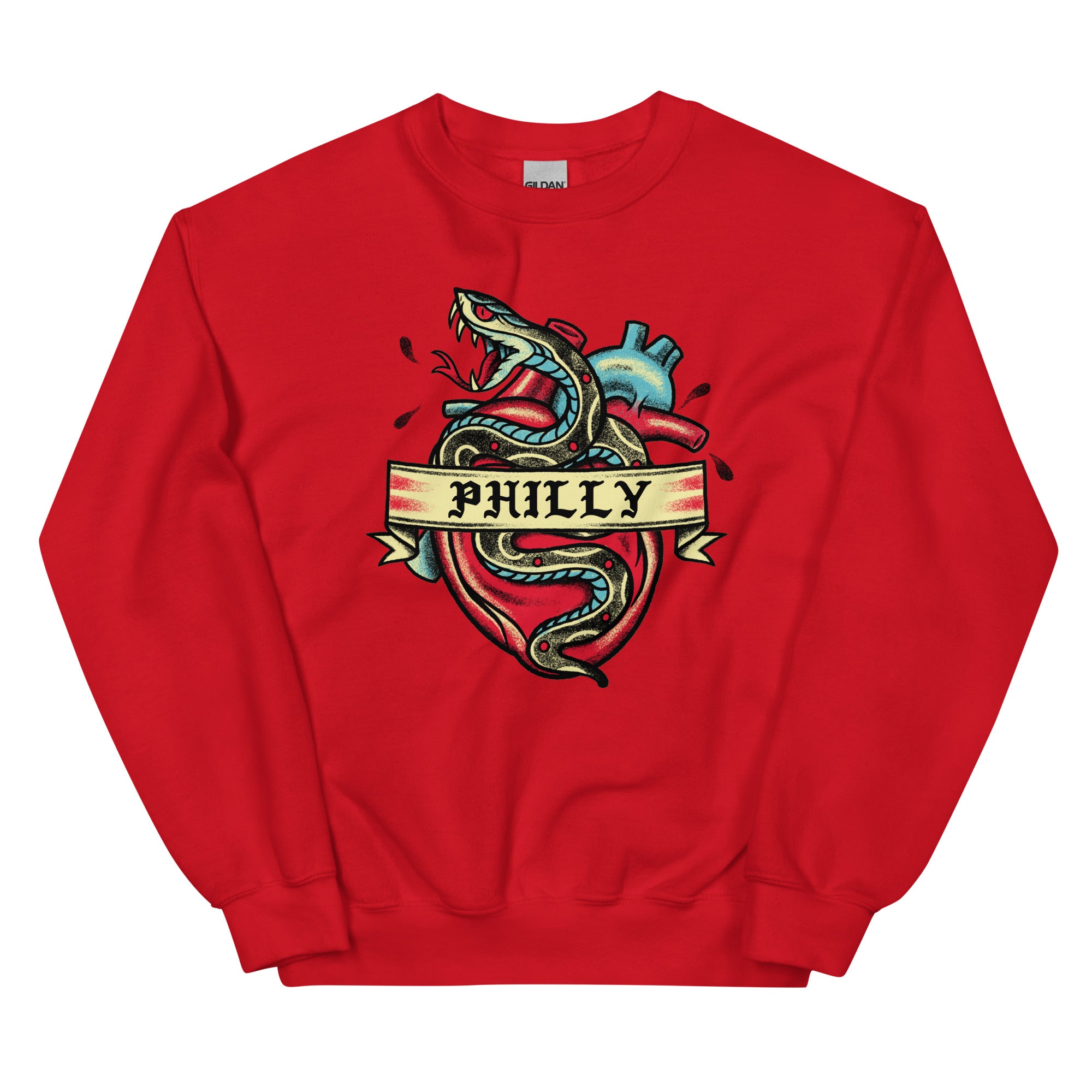 Philly Snake tattoo red sweatshirt Phillygoat