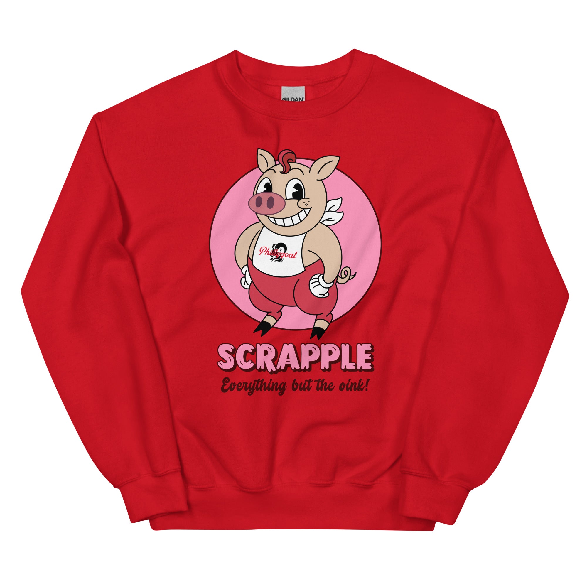 Philadelphia Philly scrapple pig red sweatshirt Phillygoat