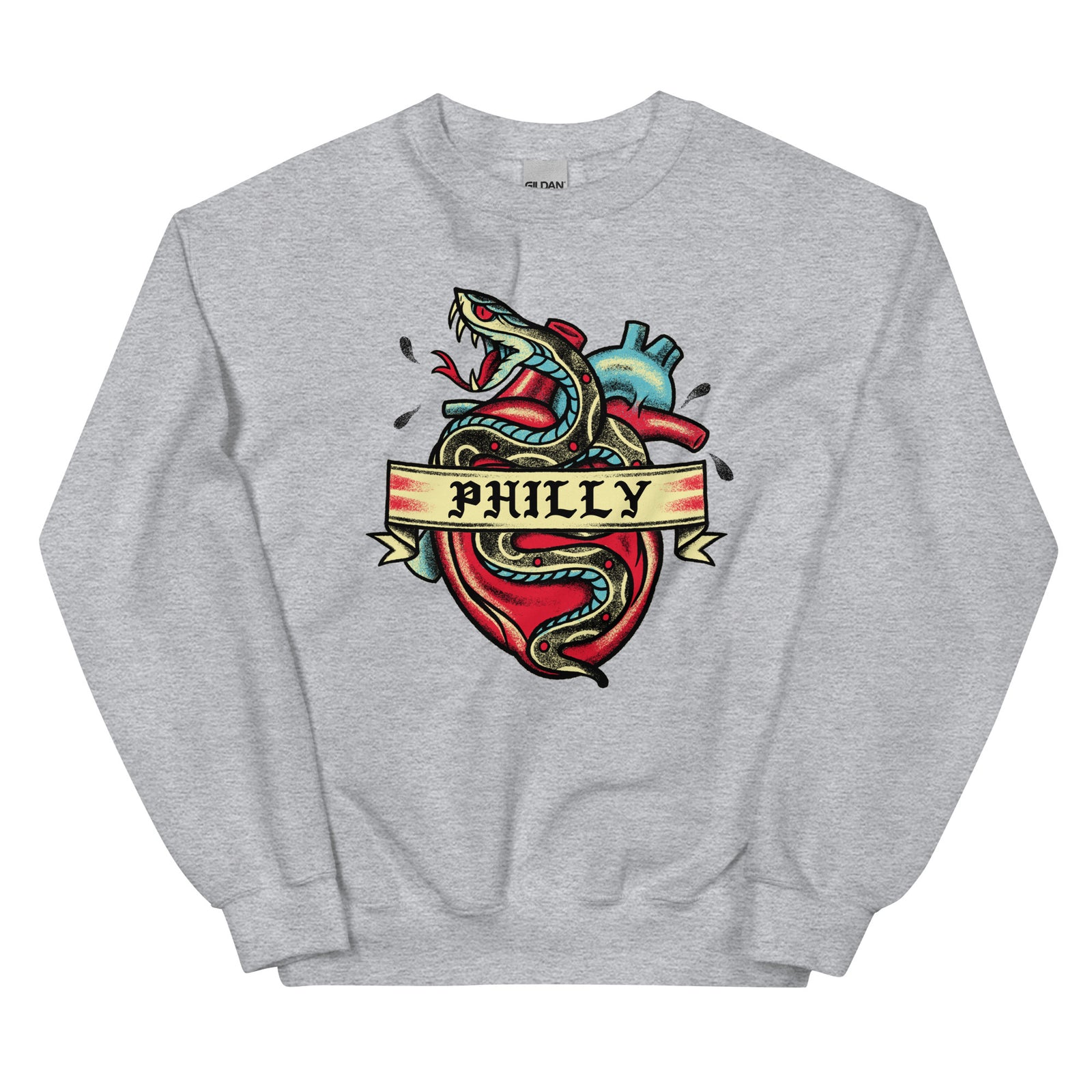 Philly Snake tattoo sport grey sweatshirt Phillygoat