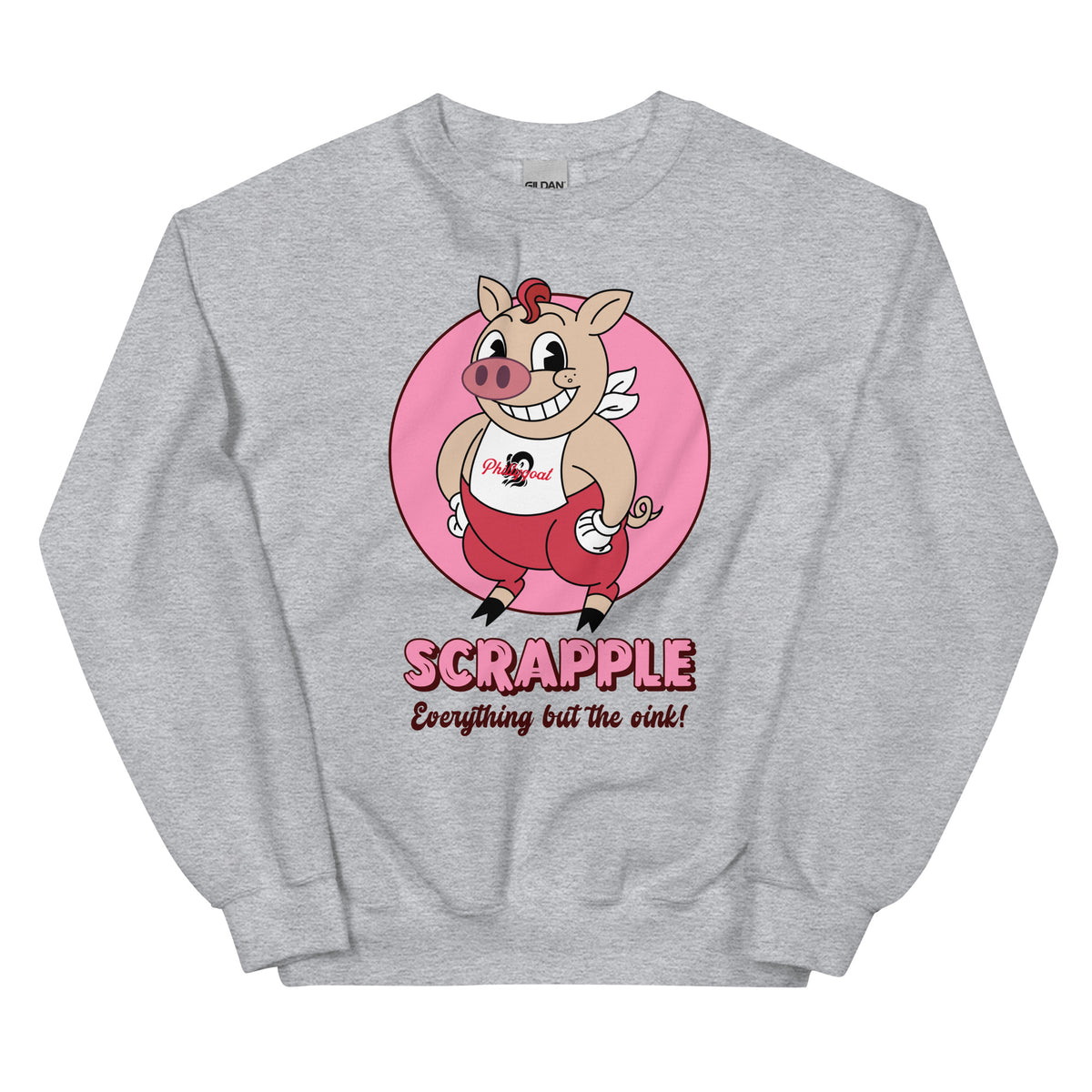 Philadelphia Philly scrapple pig sport grey sweatshirt Phillygoat