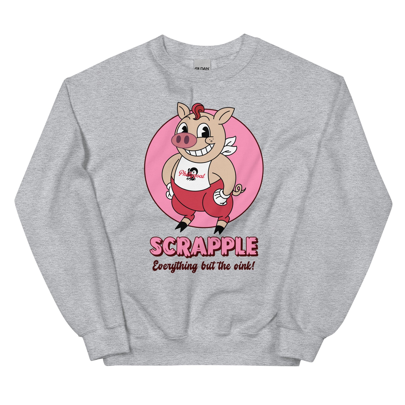 Philadelphia Philly scrapple pig sport grey sweatshirt Phillygoat