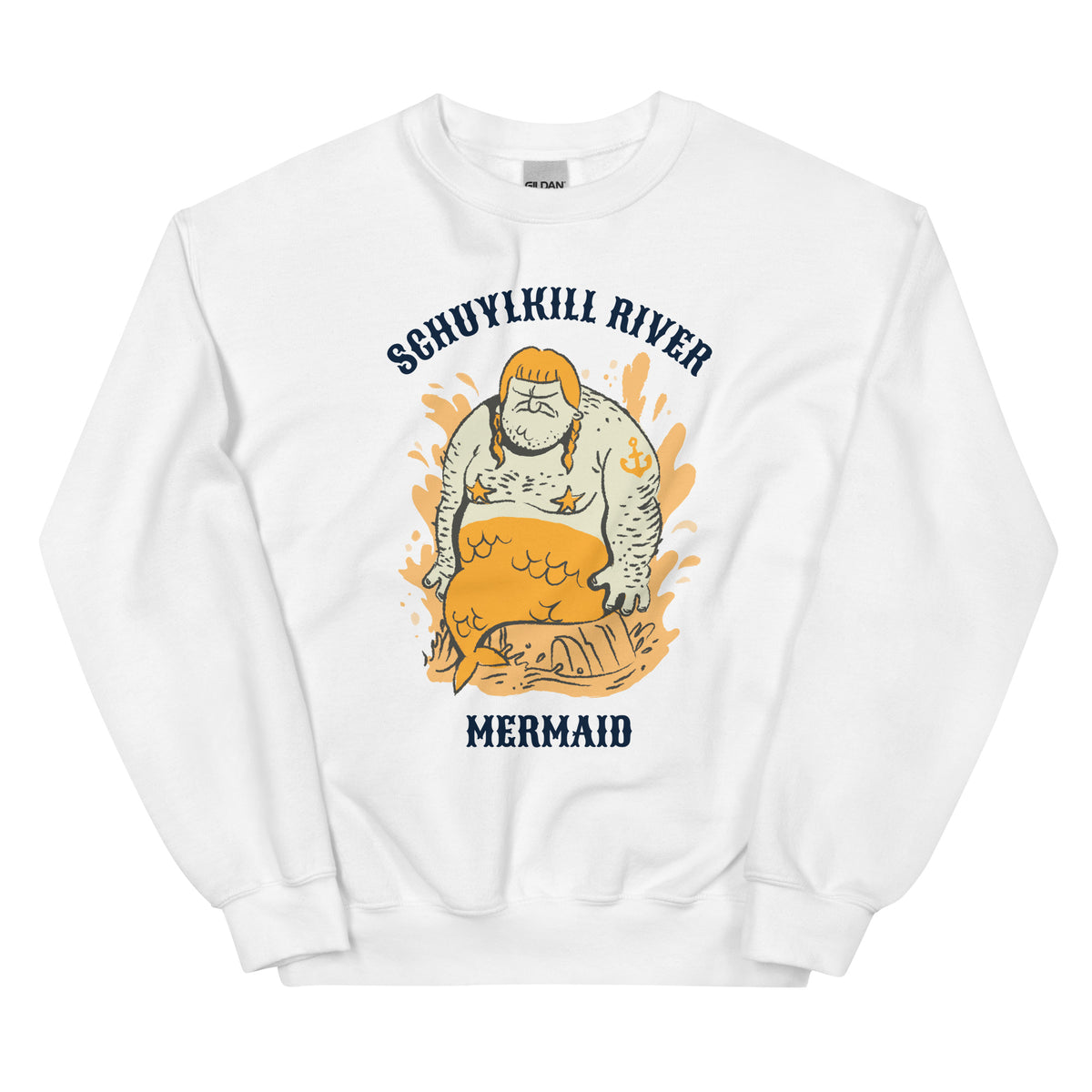 Funny Philadelphia Schuylkill River Mermaid white sweatshirt from Phillygoat