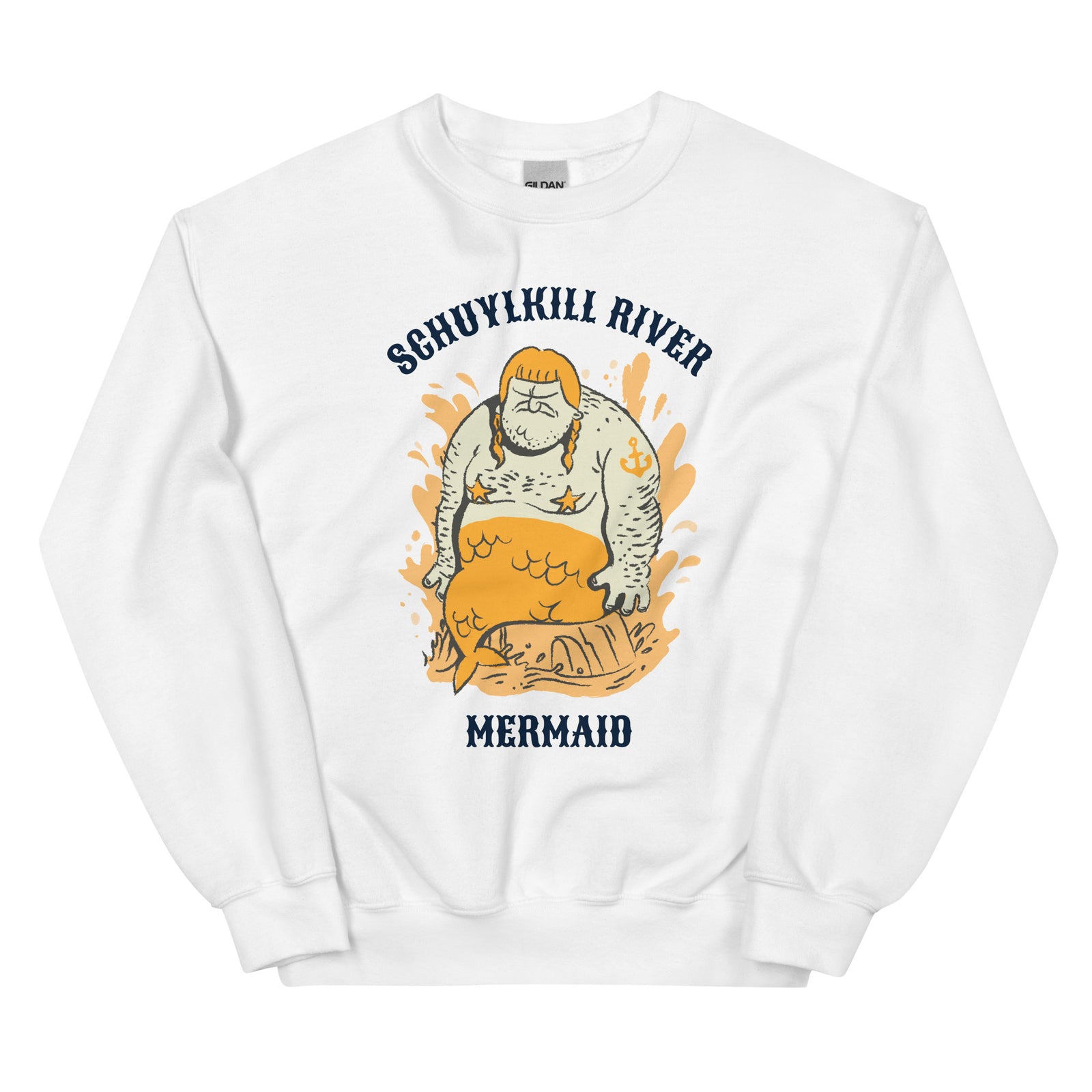 Funny Philadelphia Schuylkill River Mermaid white sweatshirt from Phillygoat