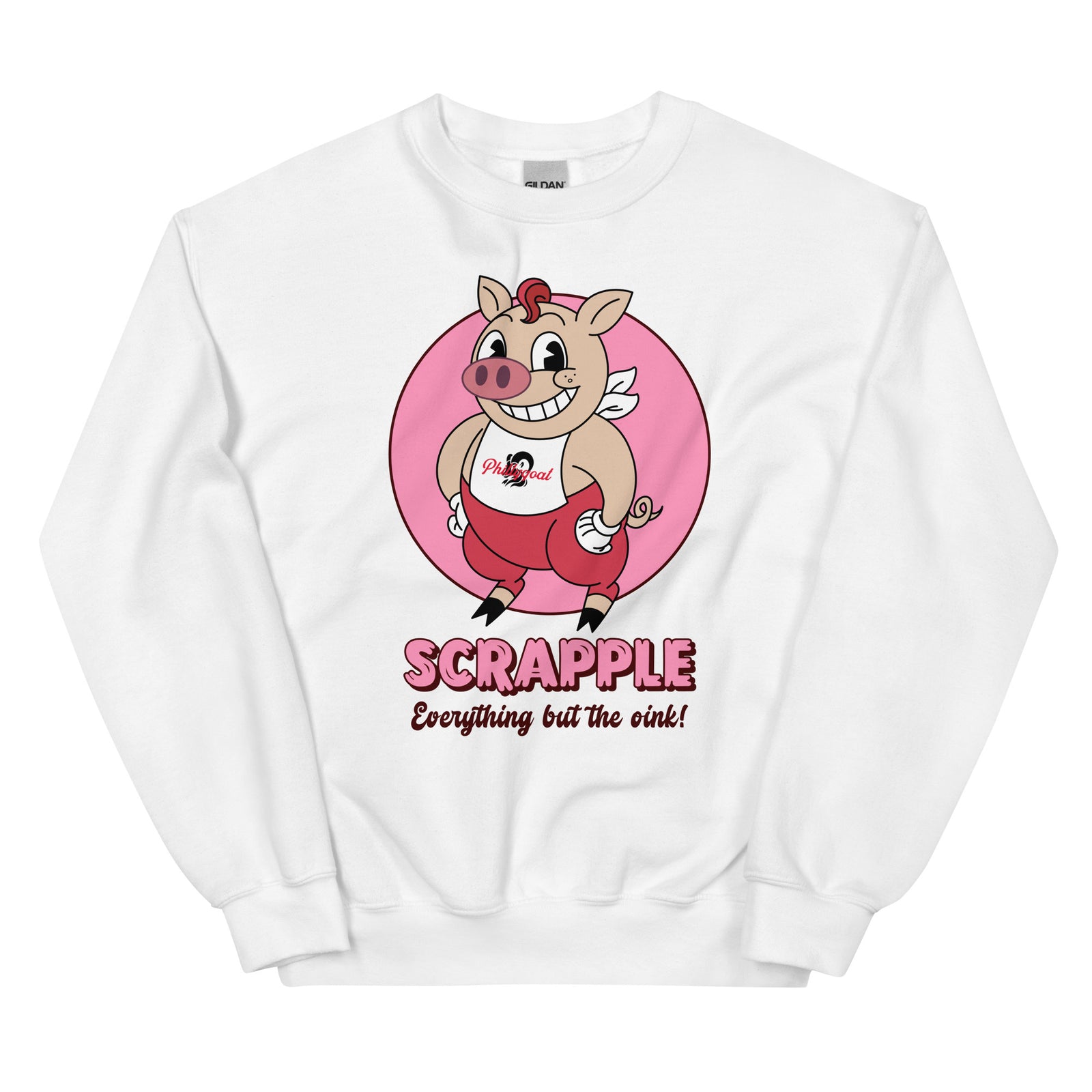 Philadelphia Philly scrapple pig white sweatshirt Phillygoat
