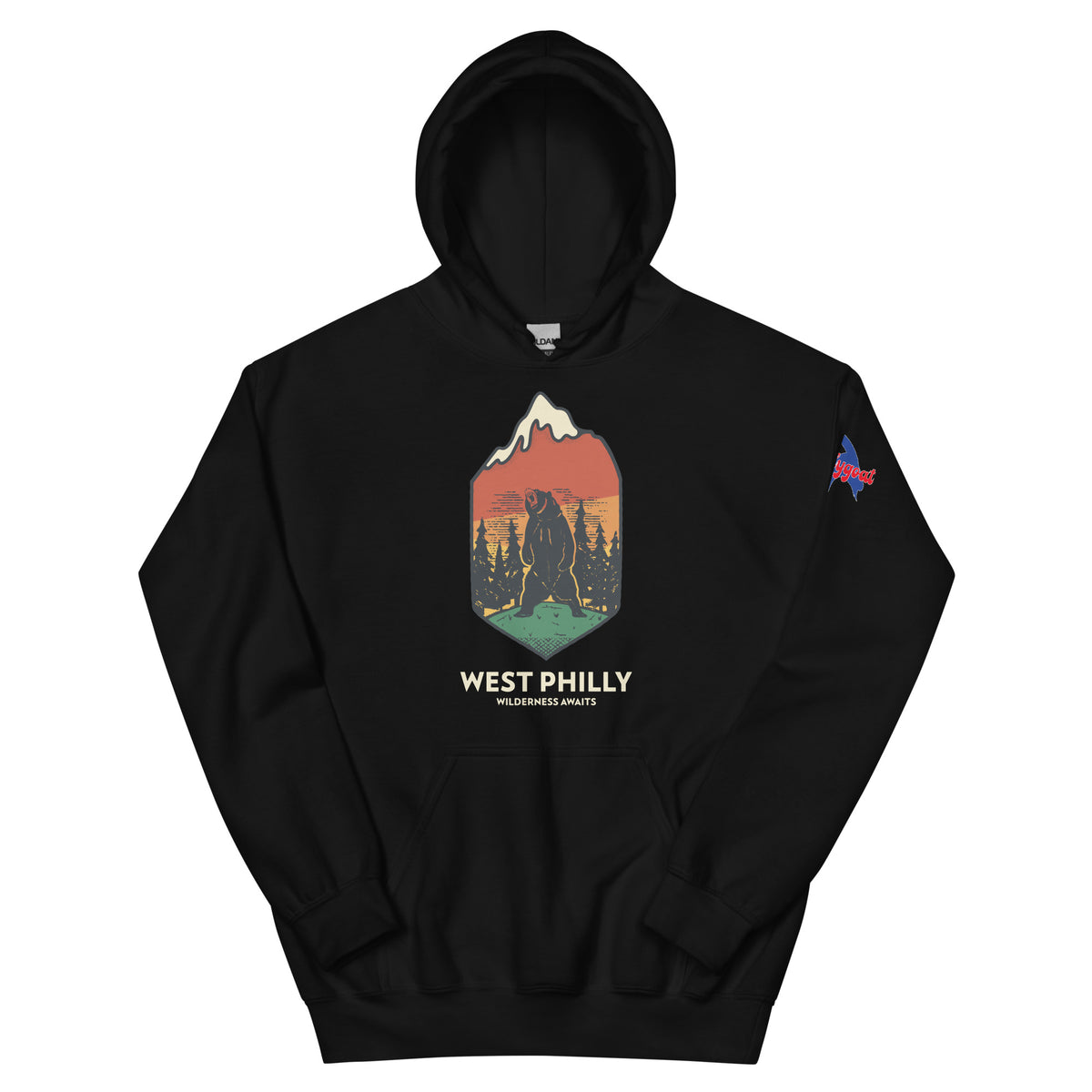 West Philly Philadelphia outdoors wilderness black hoodie Phillygoat