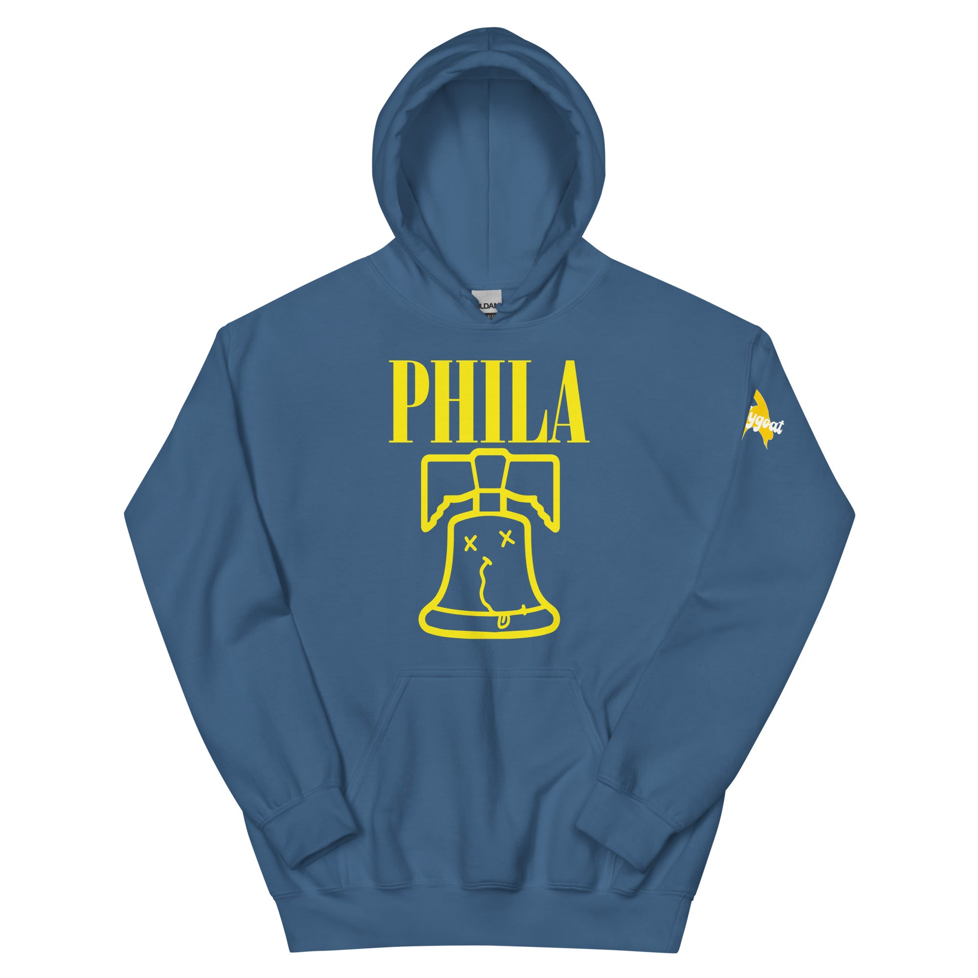 Philadelphia Nirvana indigo blue hoodie Phillygoat