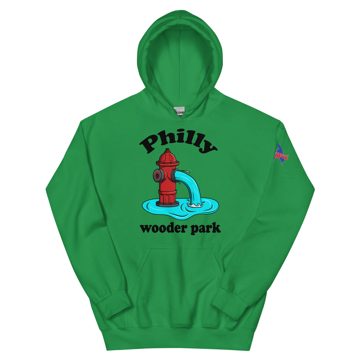 Philadelphia Philly wooder park water park fire hydrant funny irish green hoodie from Phillygoat
