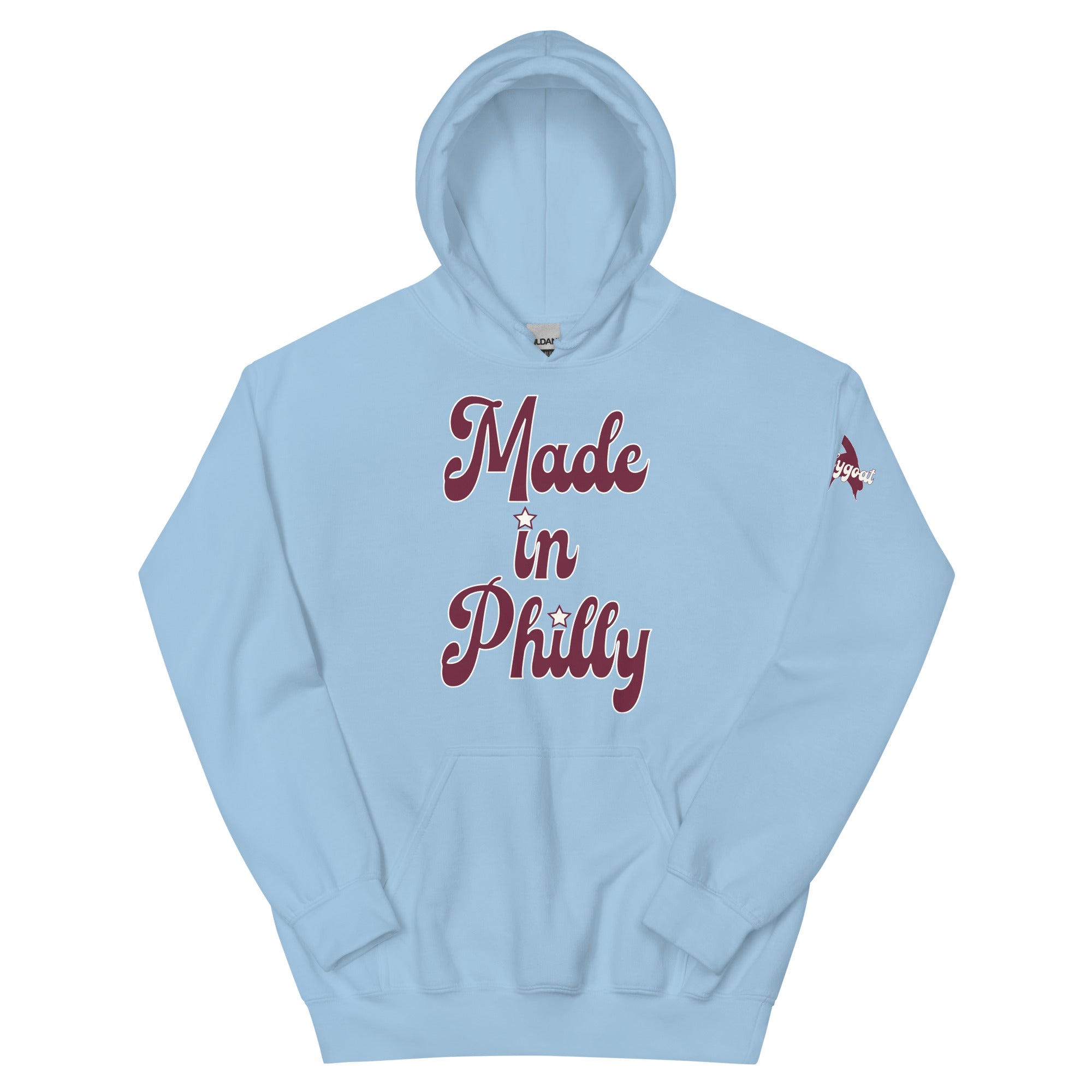 Made in Philly Philadelphia light blue hoodie Phillygoat