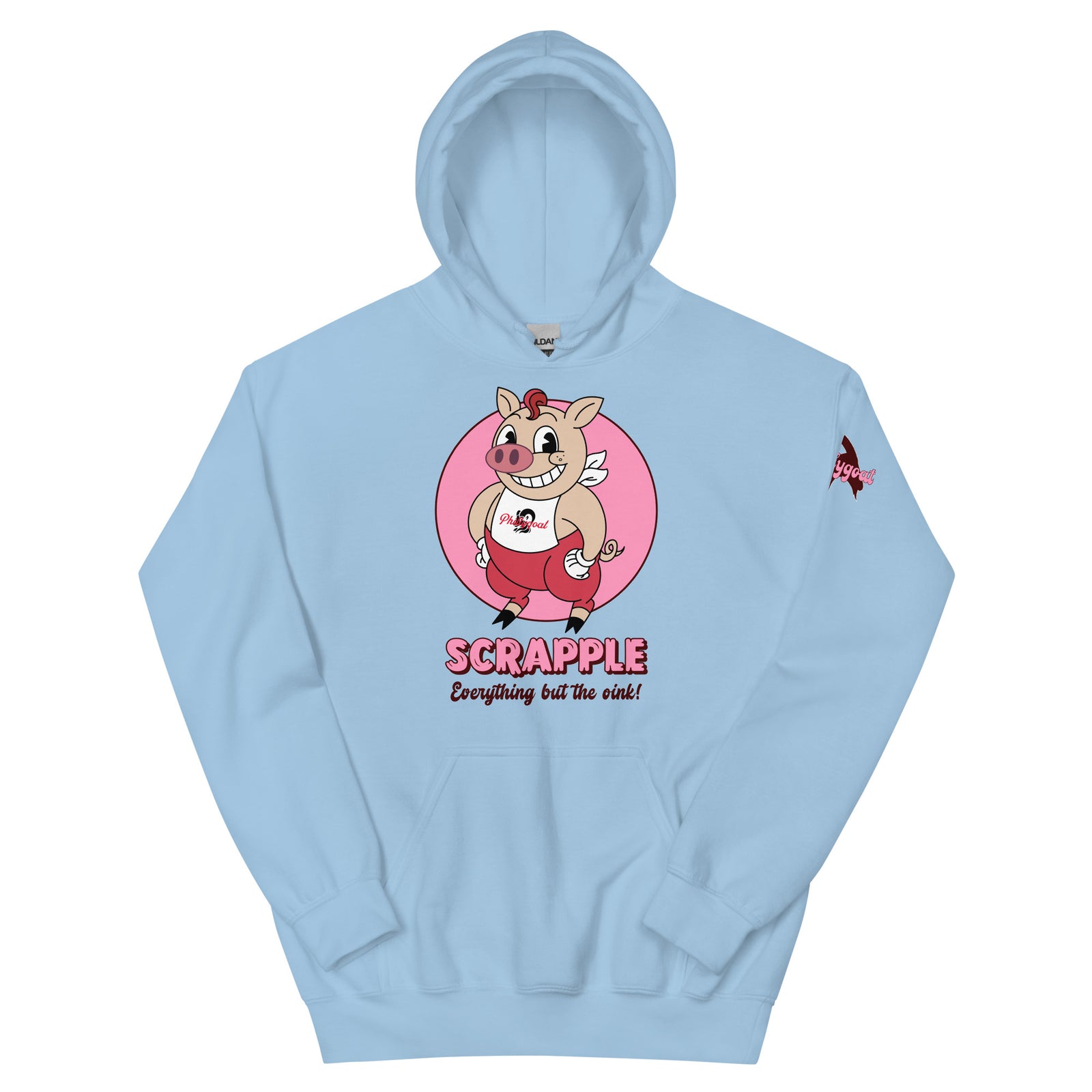 Philadelphia scrapple Philly pig light blue hoodie Phillygoat
