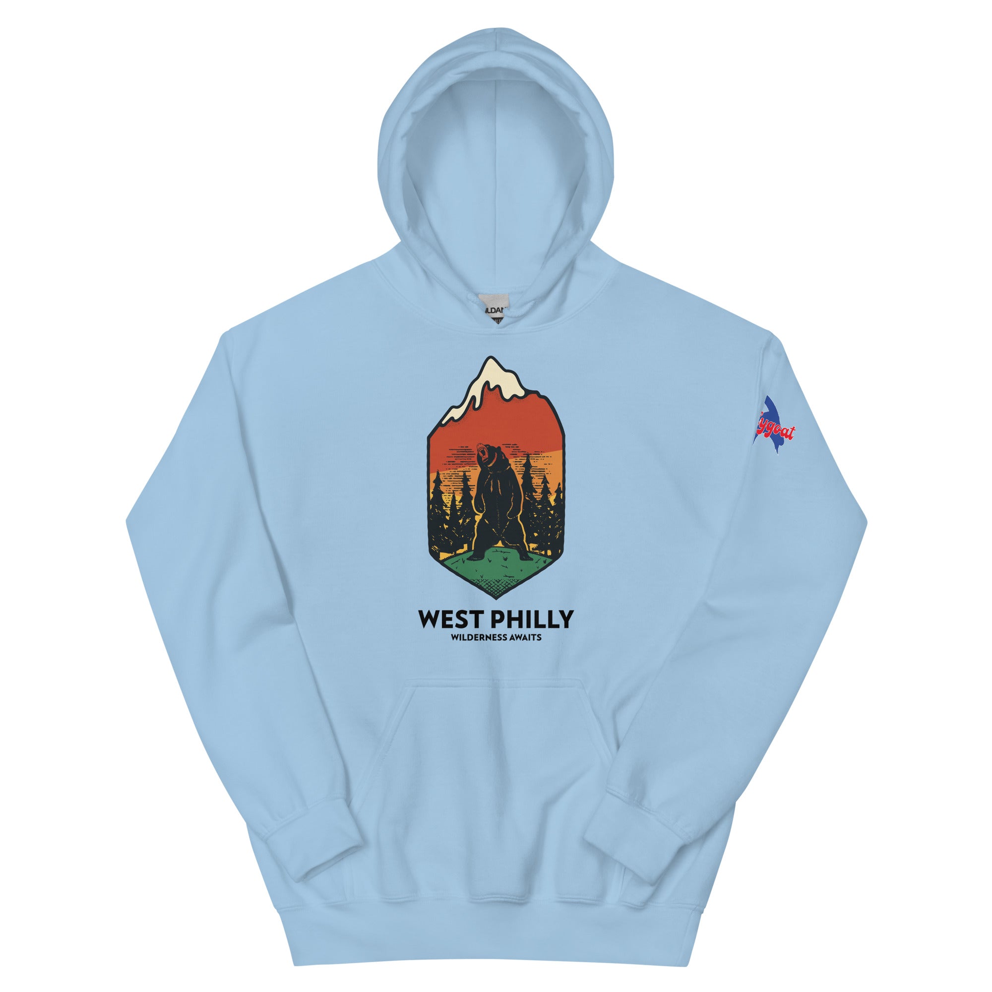 West Philly Philadelphia outdoors wildernesslight blue hoodie Phillygoat