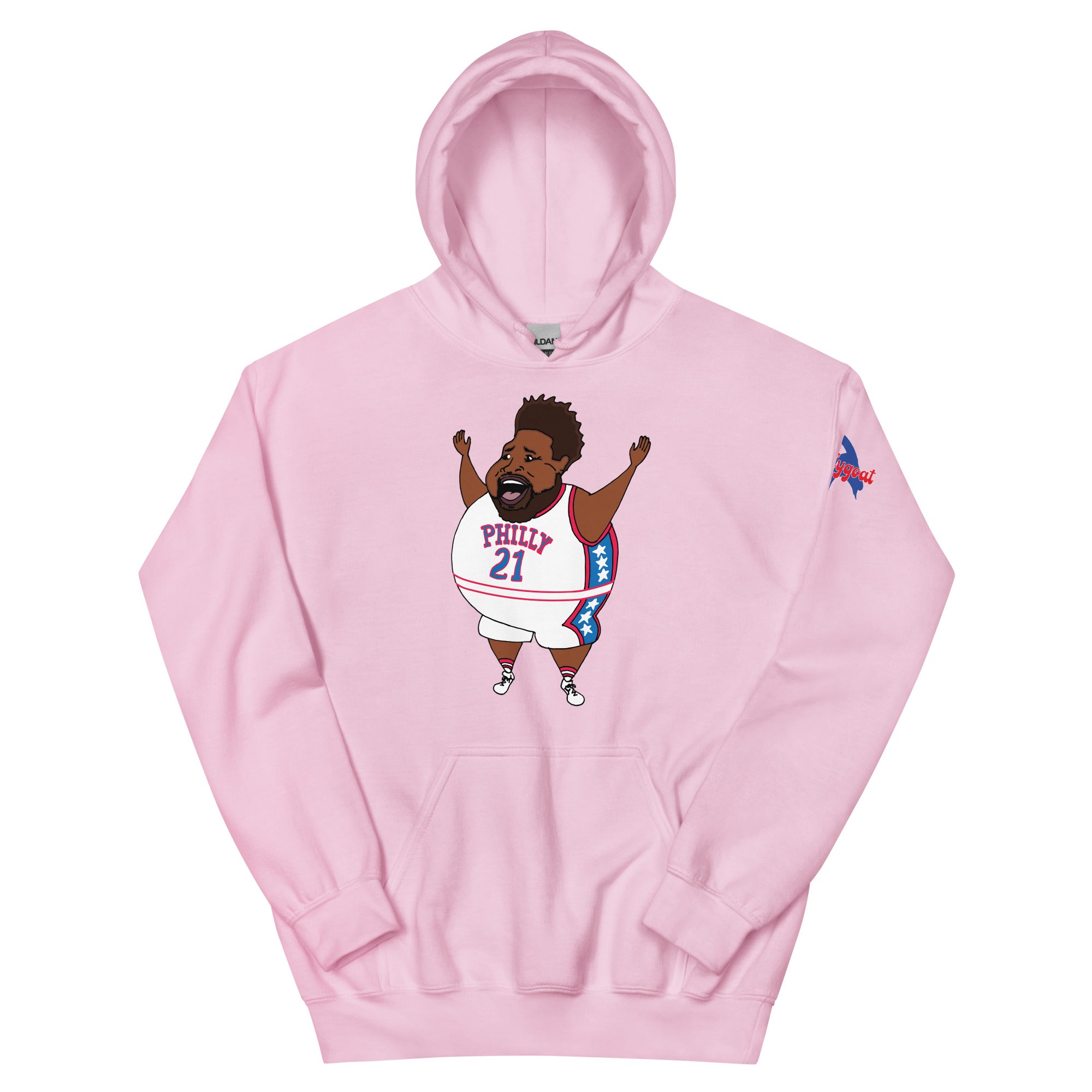 Philadelphia 76ers fat Joel Embiid pink hoodie Phillygoat