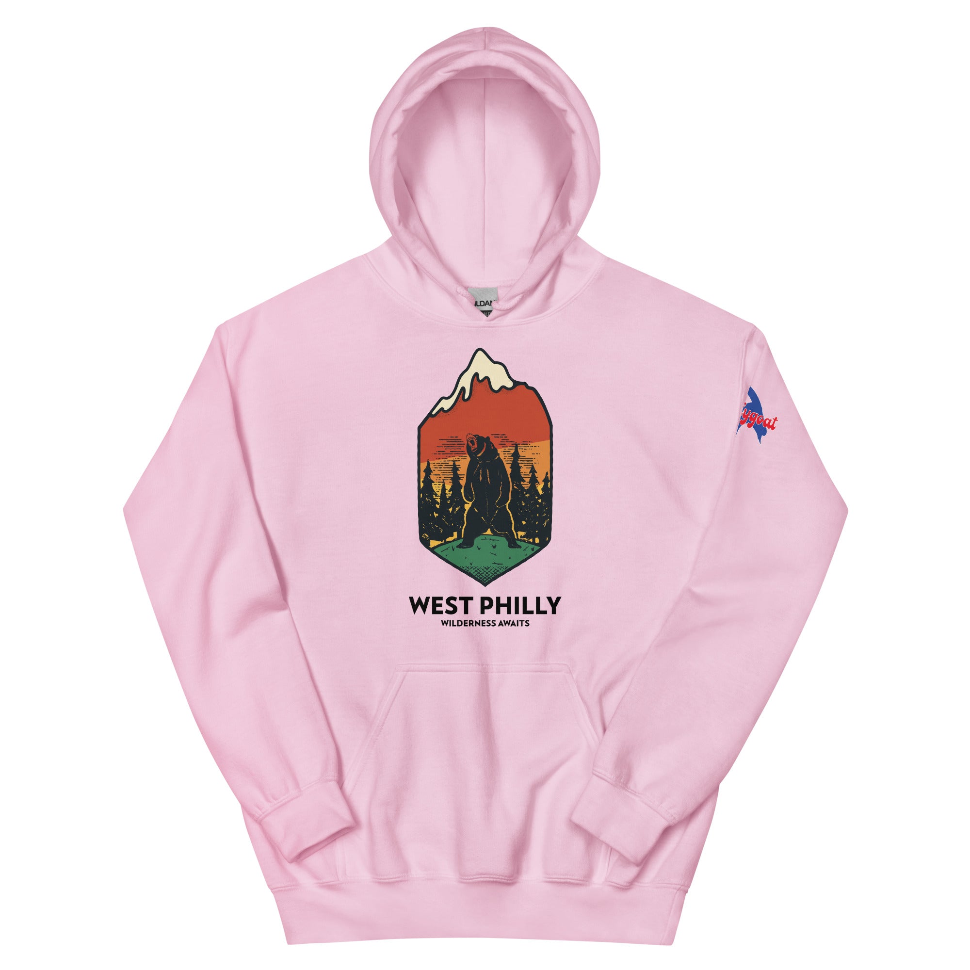 West Philly Philadelphia outdoors wilderness pink hoodie Phillygoat