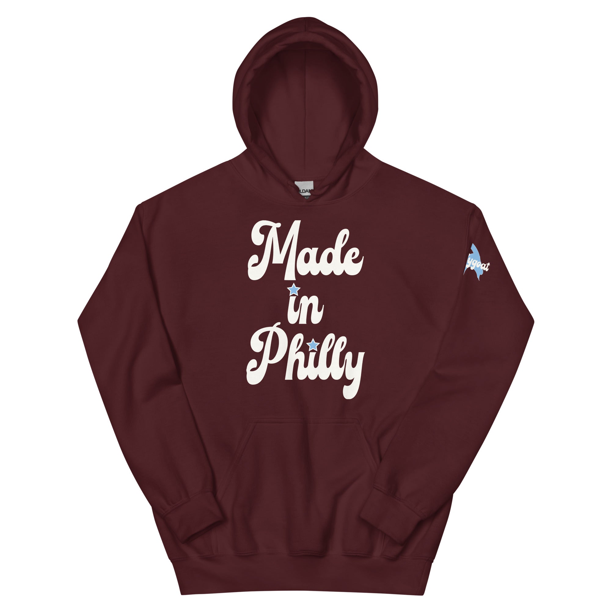 Made in Philly Philadelphia maroon hoodie Phillygoat