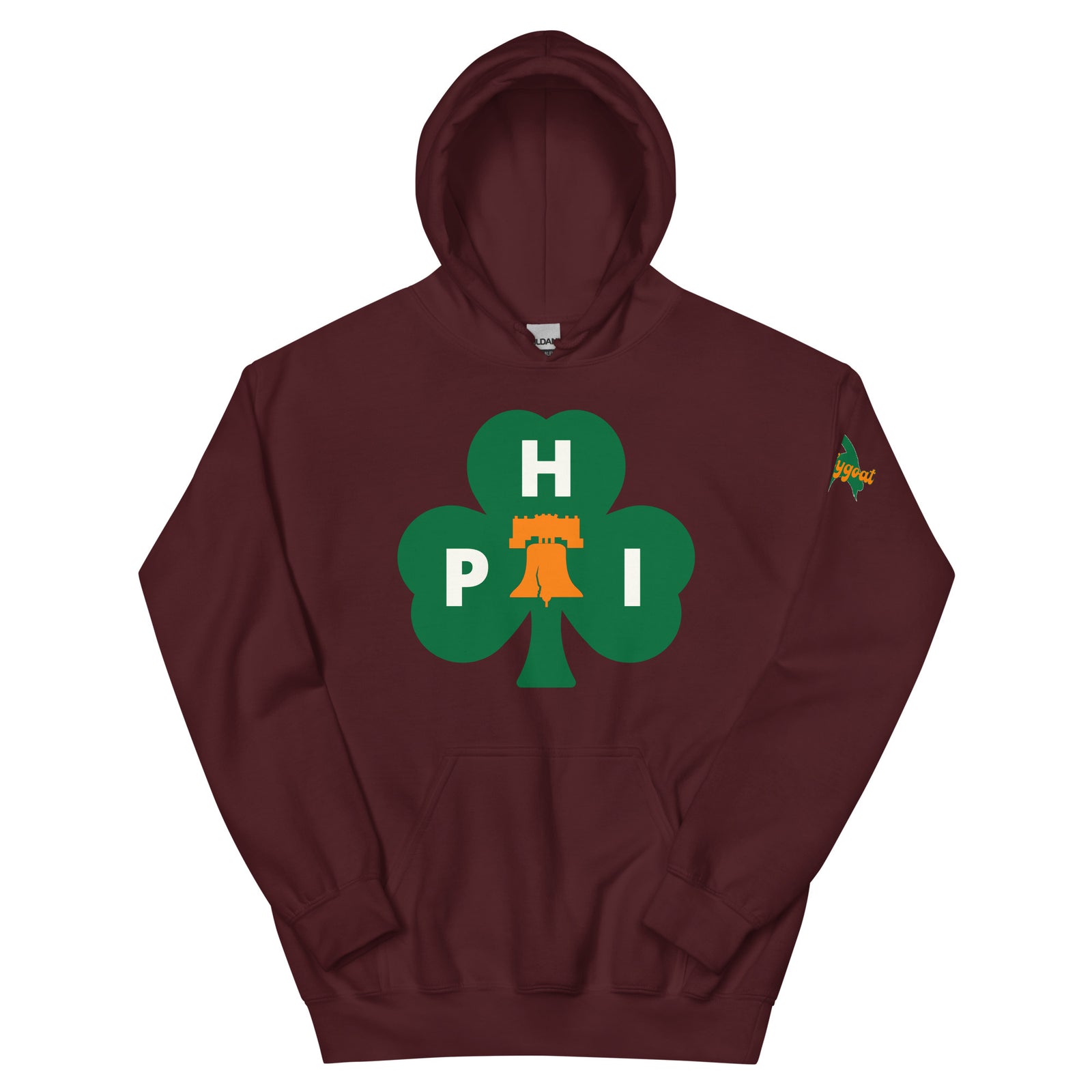 Philadelphia Irish Philly shamrock maroon hoodie Phillygoat