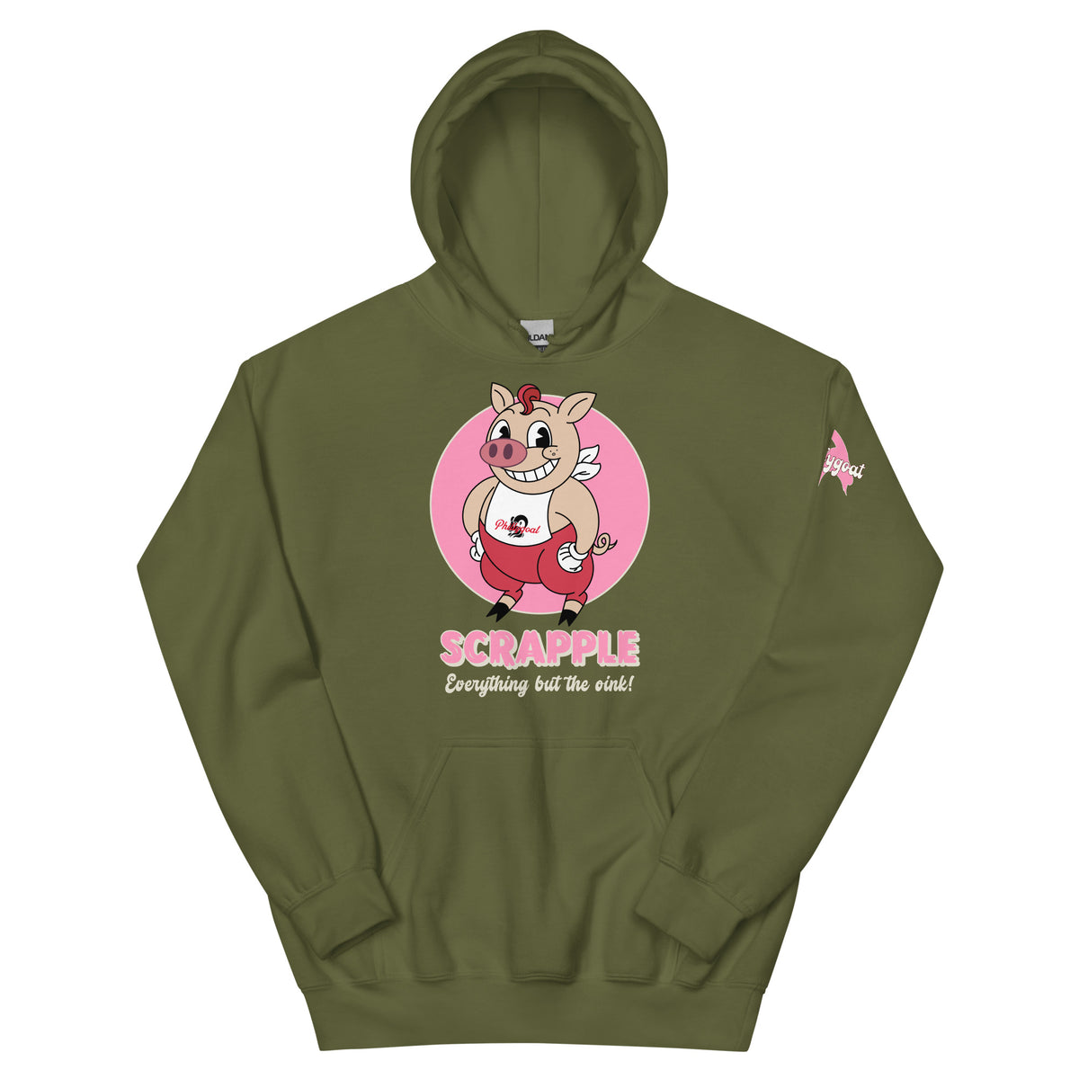 Philadelphia scrapple Philly pig army green hoodie Phillygoat