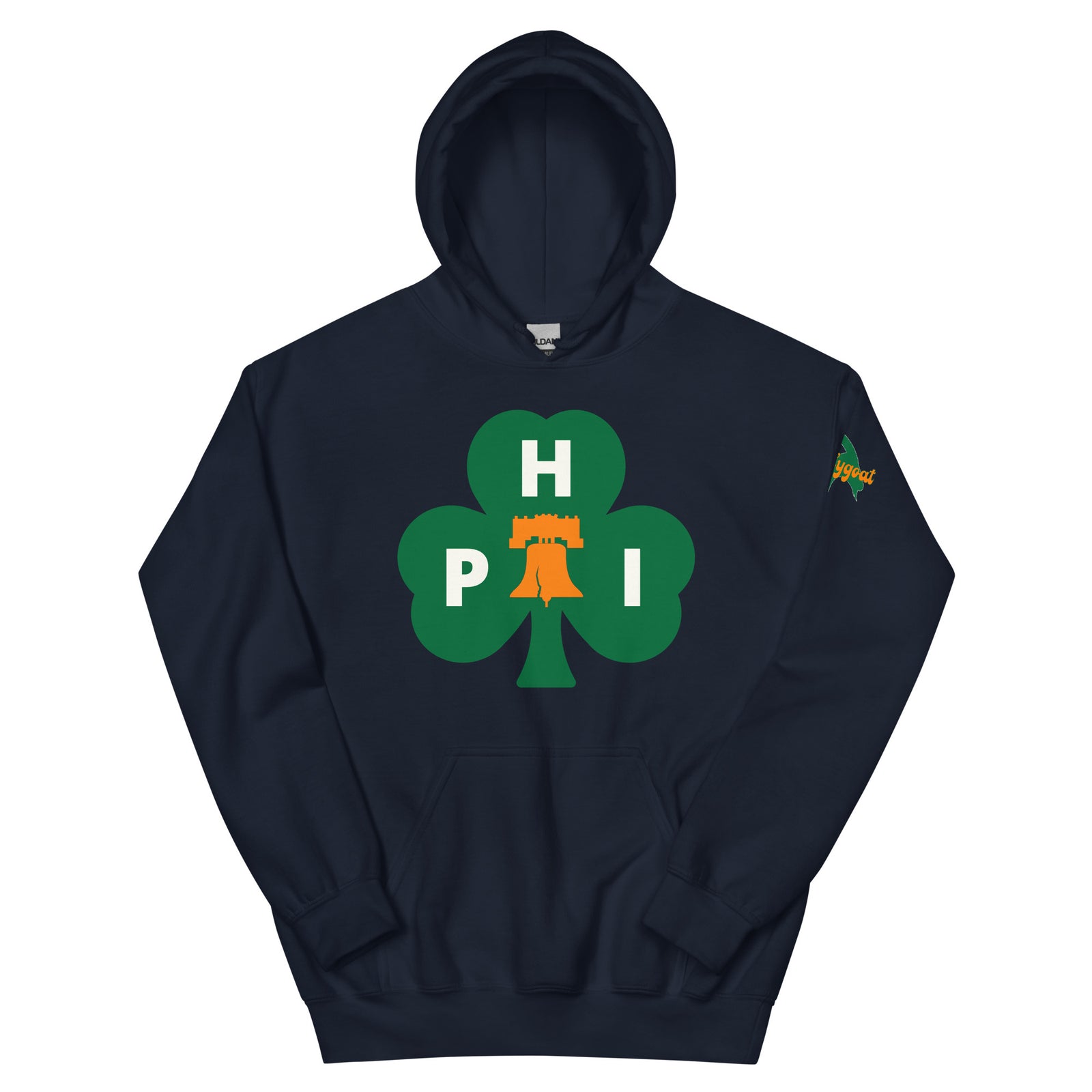 Philadelphia Irish Philly shamrock navy hoodie Phillygoat
