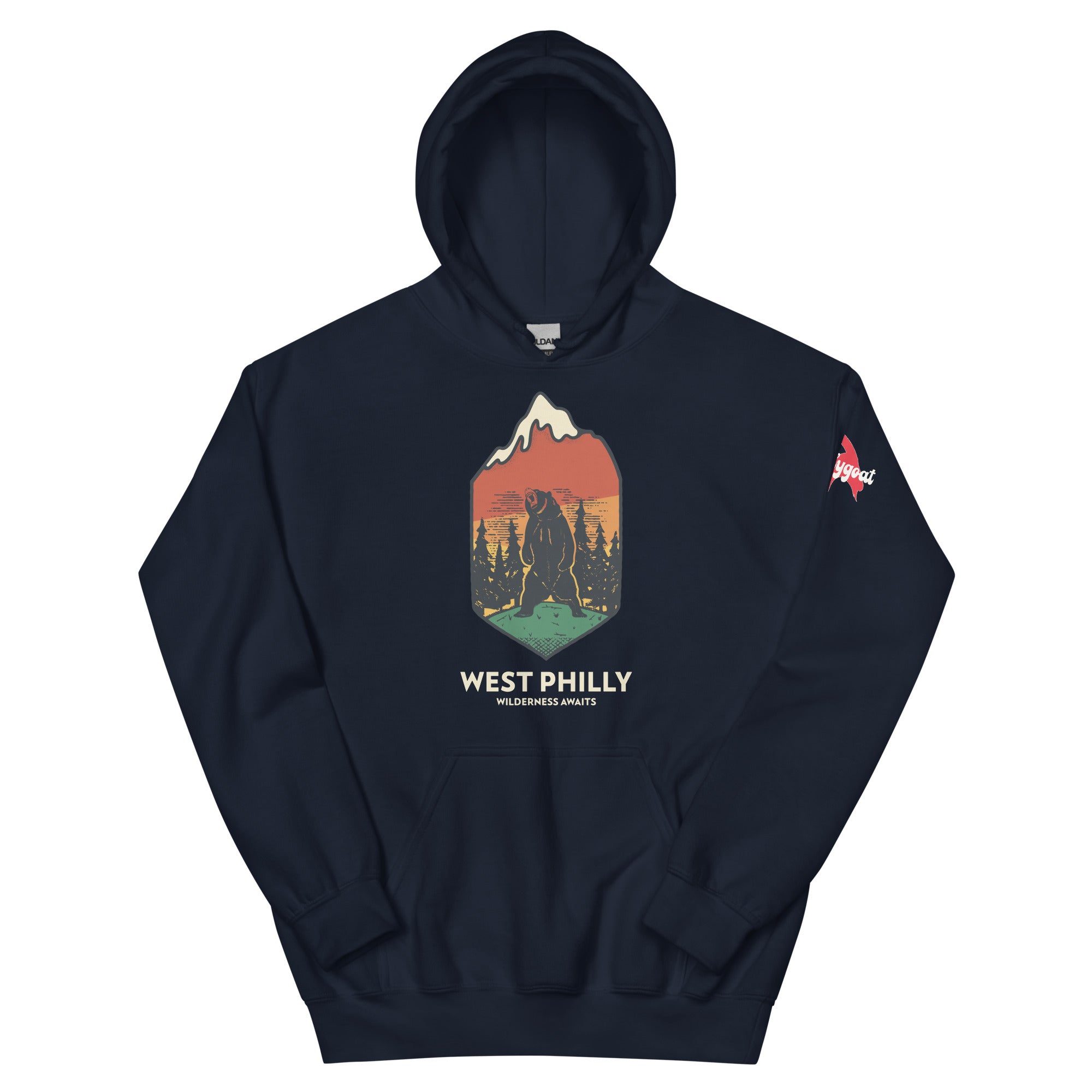 West Philly Philadelphia outdoors wilderness navy blue hoodie Phillygoat