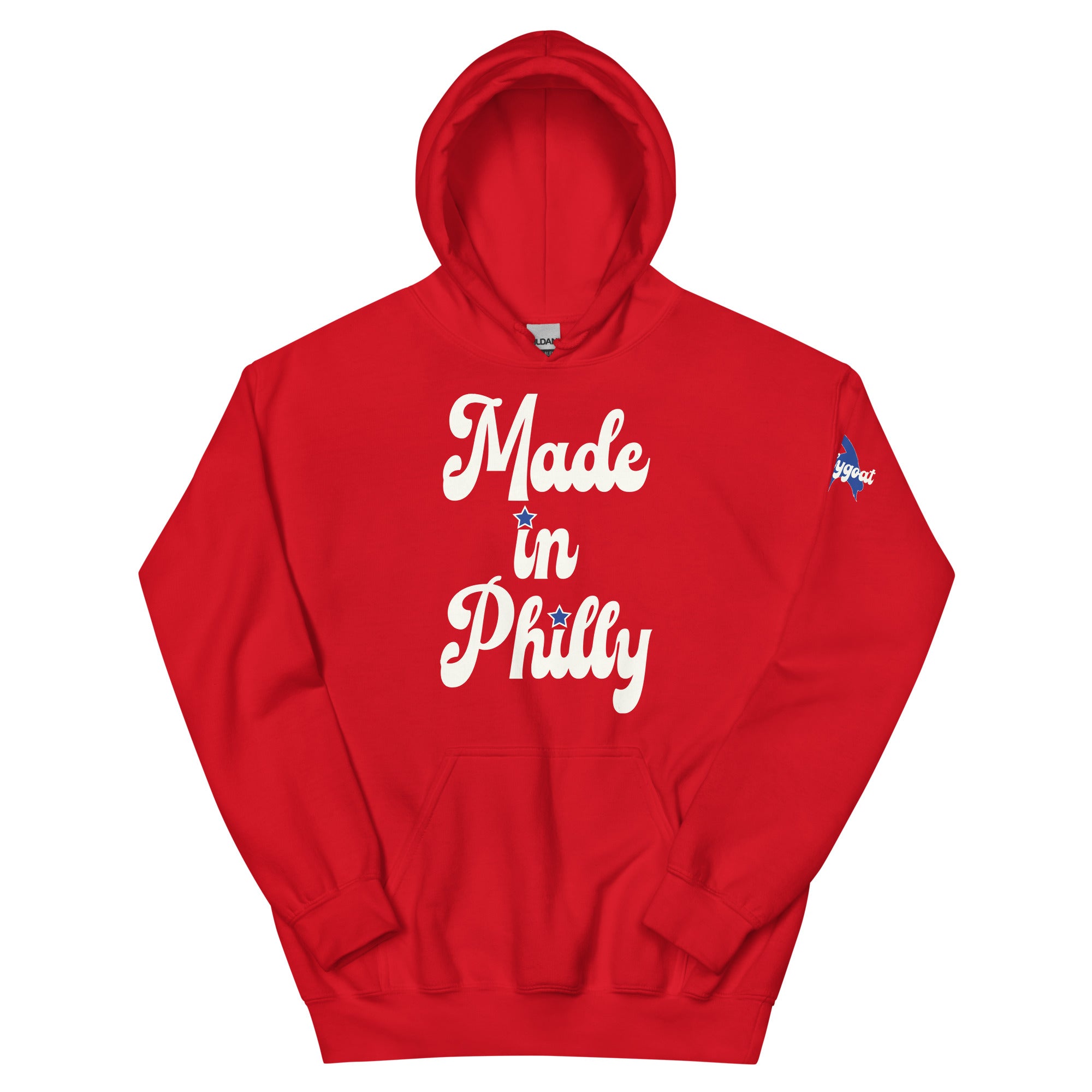 Made in Philly Philadelphia red hoodie Phillygoat