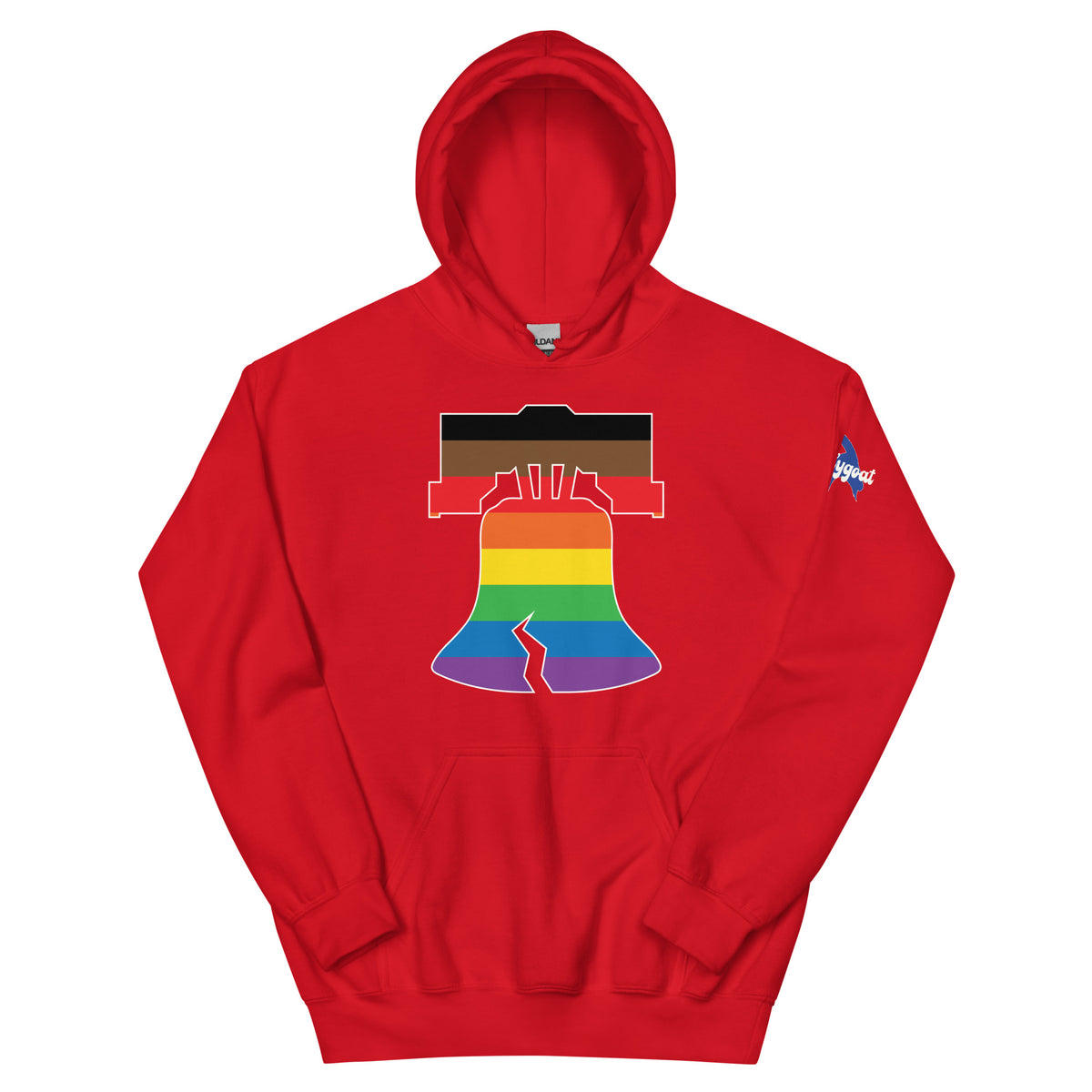Philly pride Philadelphia LGBTQ+ rainbow liberty bell red hoodie Phillygoat