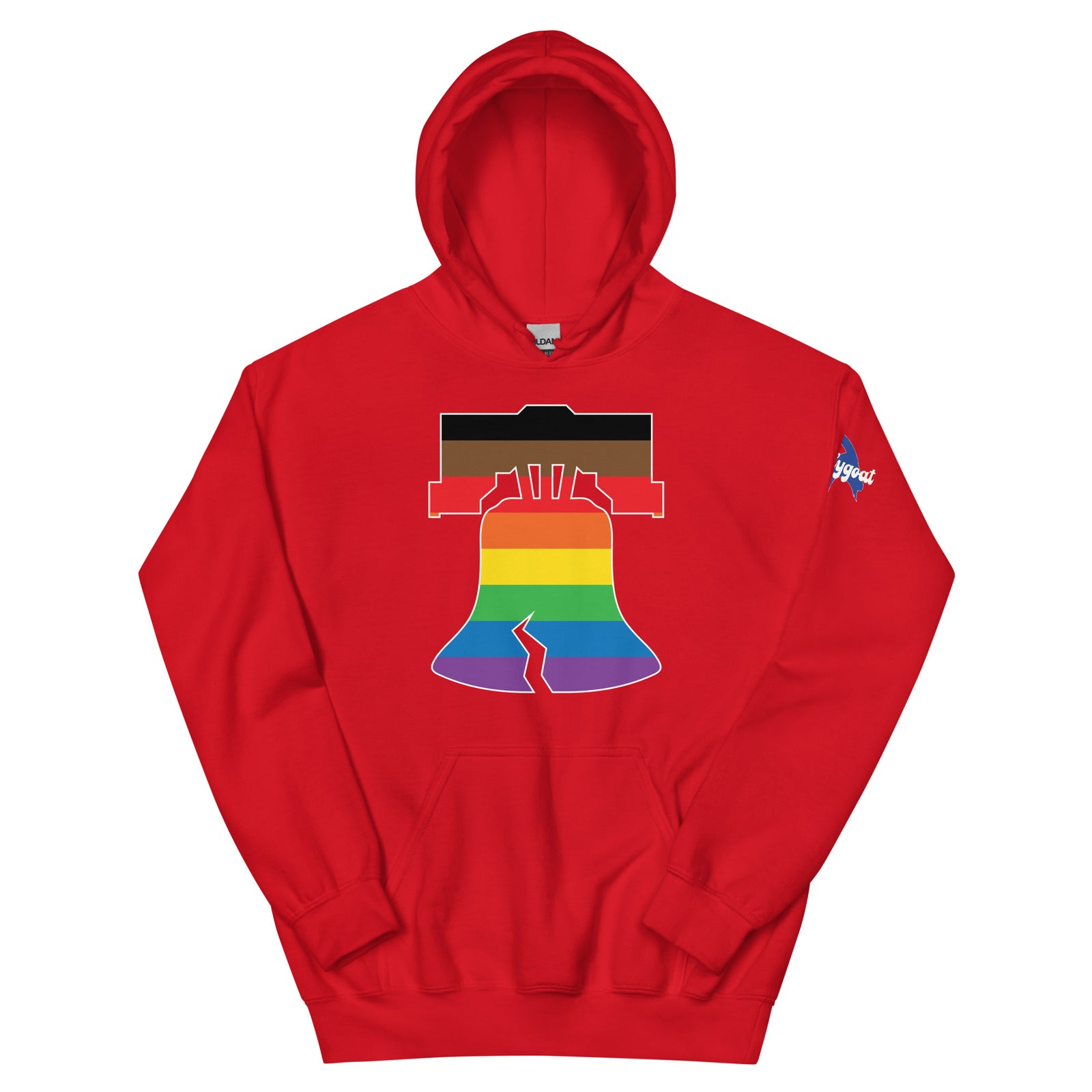Philly pride Philadelphia LGBTQ+ rainbow liberty bell red hoodie Phillygoat