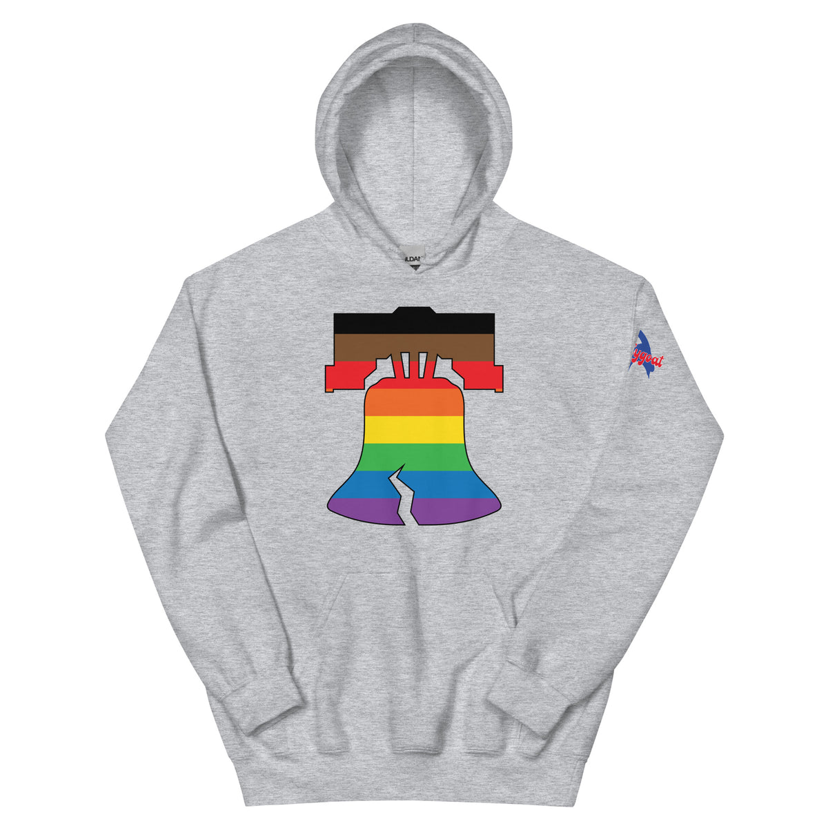 Philly pride Philadelphia LGBTQ+ rainbow liberty bell sport grey hoodie Phillygoat