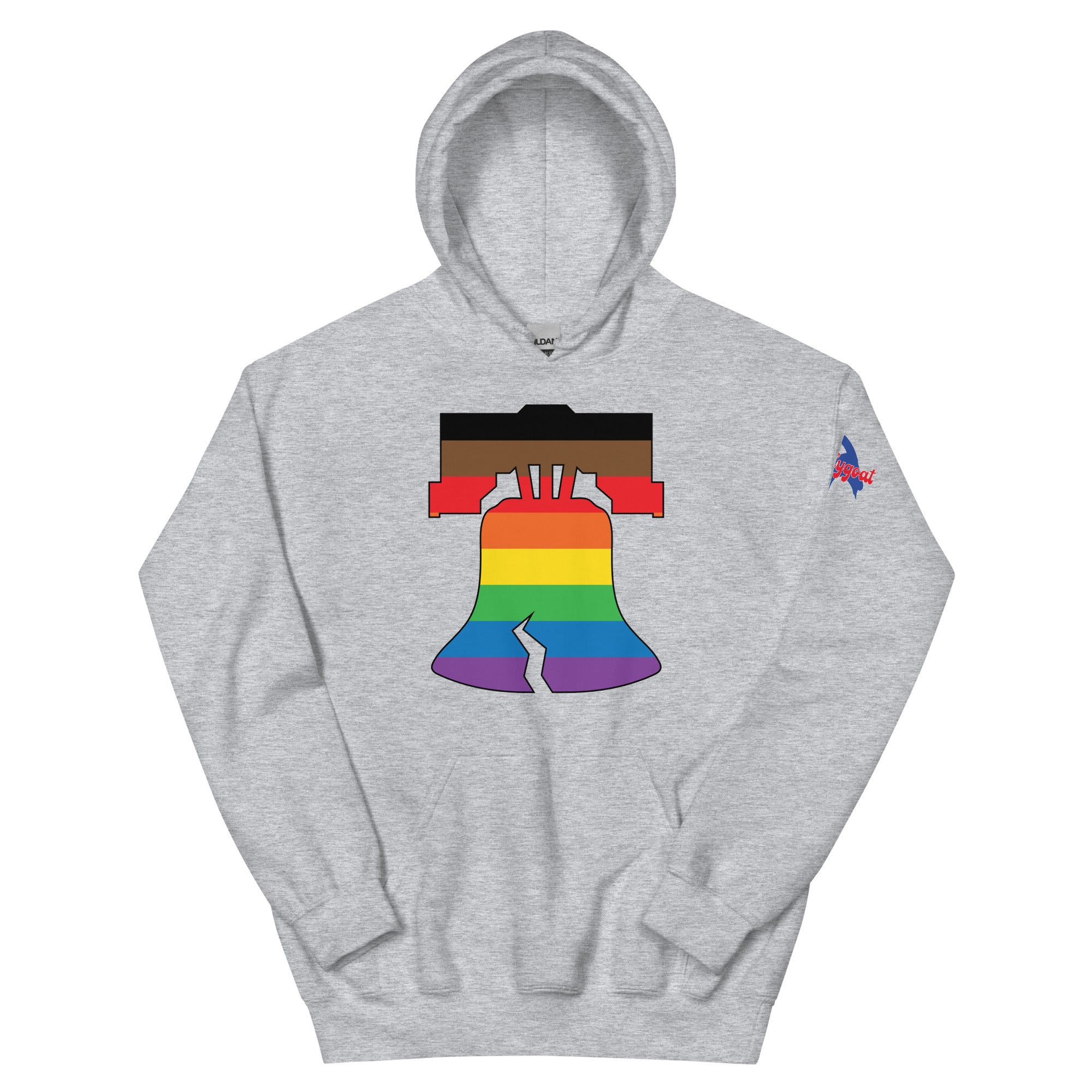 Philly pride Philadelphia LGBTQ+ rainbow liberty bell sport grey hoodie Phillygoat