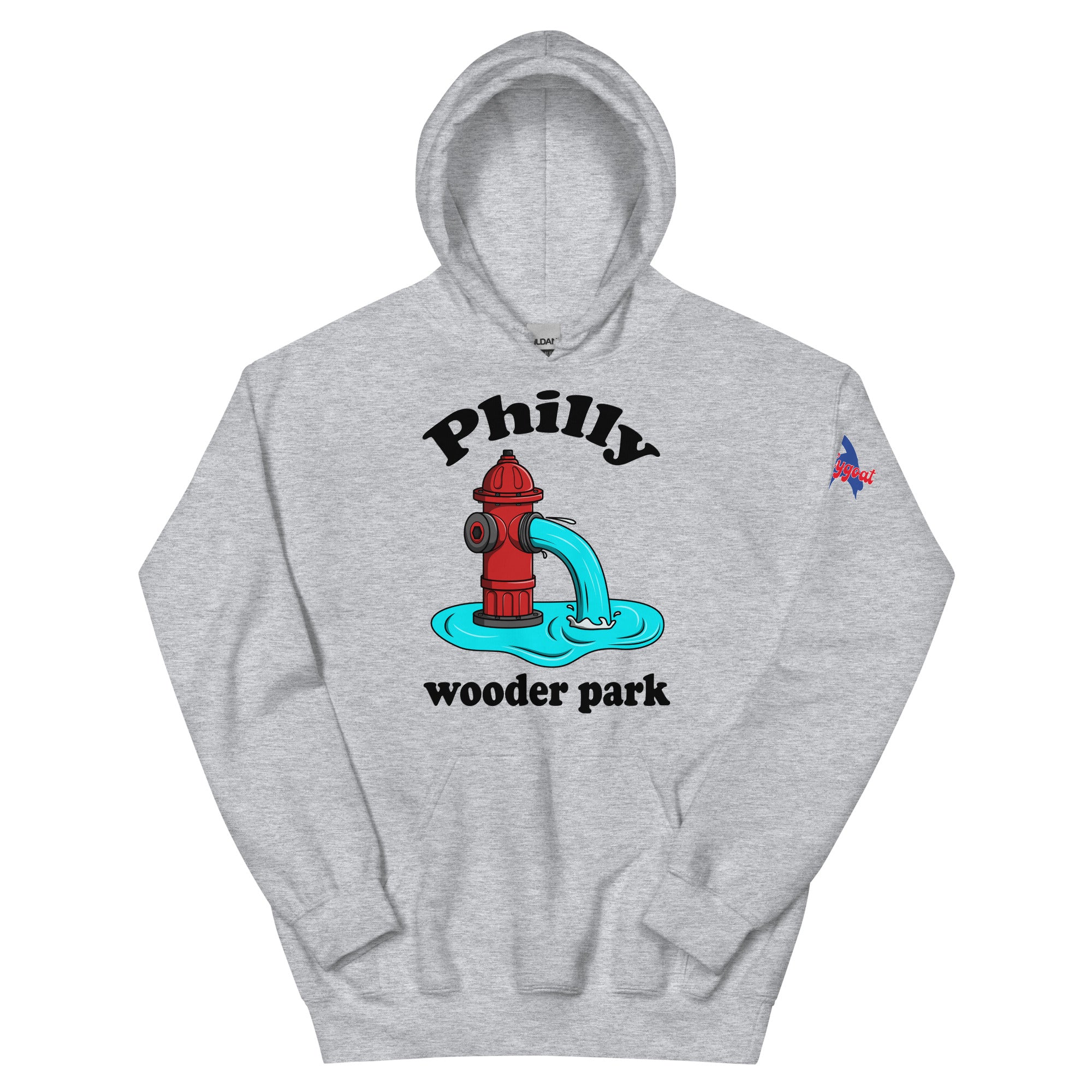 Philadelphia Philly wooder park water park fire hydrant funny sport grey hoodie from Phillygoat